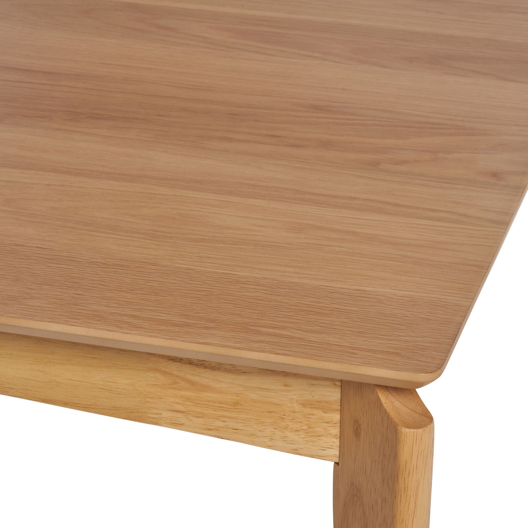 Mid Century Dining Table, Rubberwood With Walnut Veneer - Natural Oak