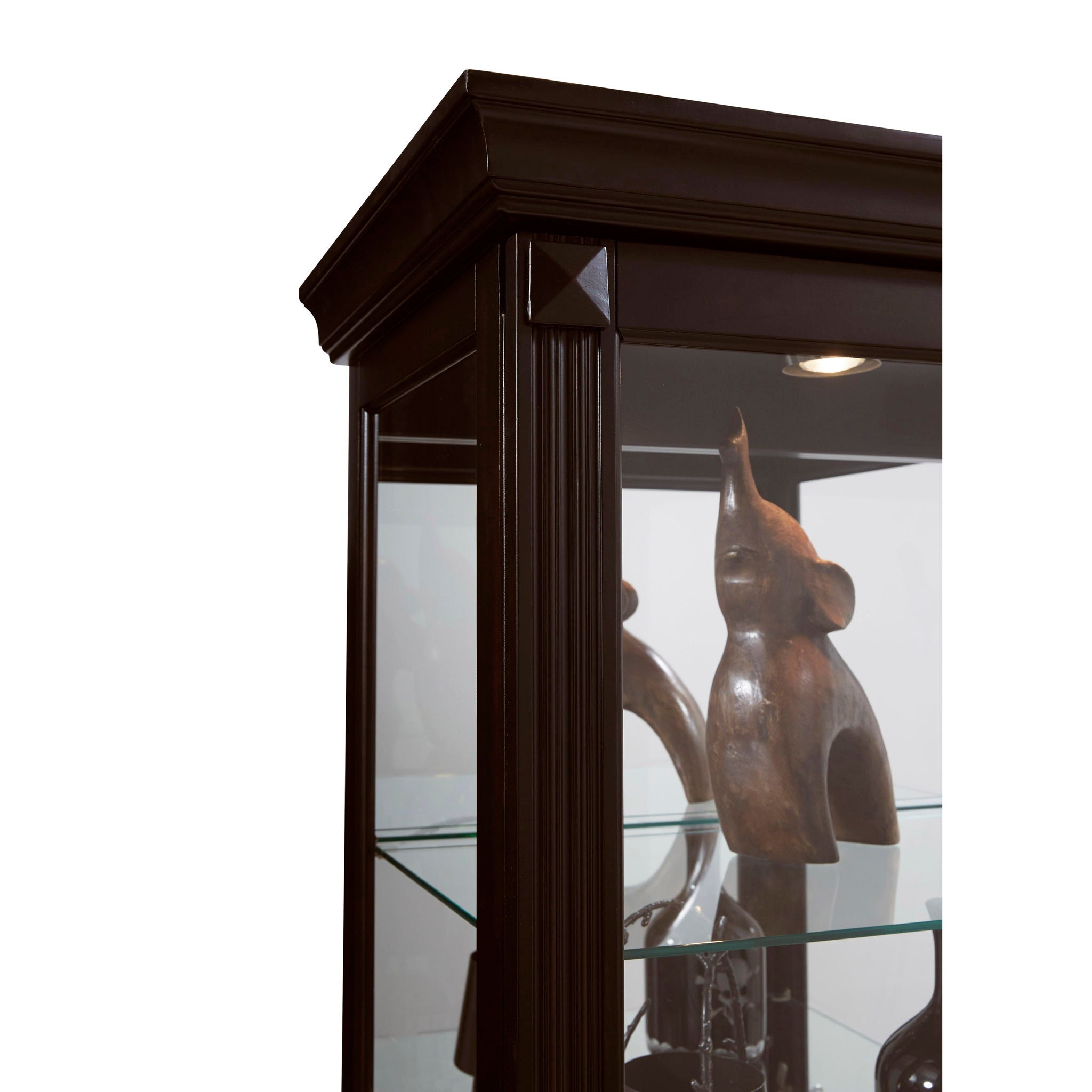 PFC Curios - Locking Slide Door 5 Shelf Curio Cabinet - Deep Cherry Brown