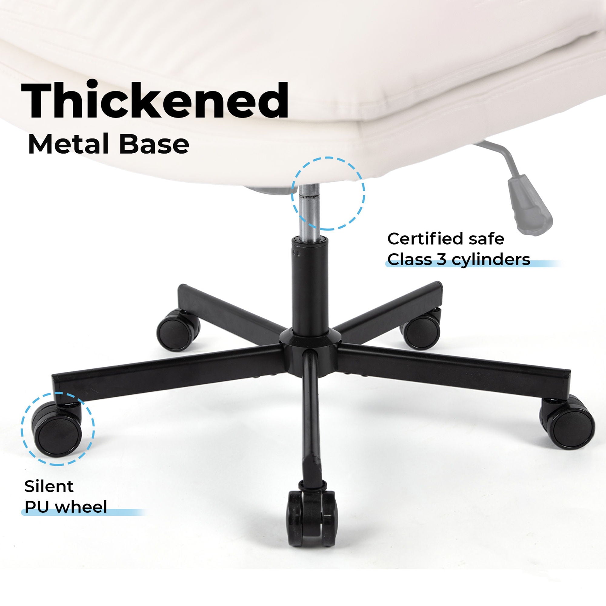 Large Size Swivel Home Office Desk Chair Armless Office Room Chair - Beige