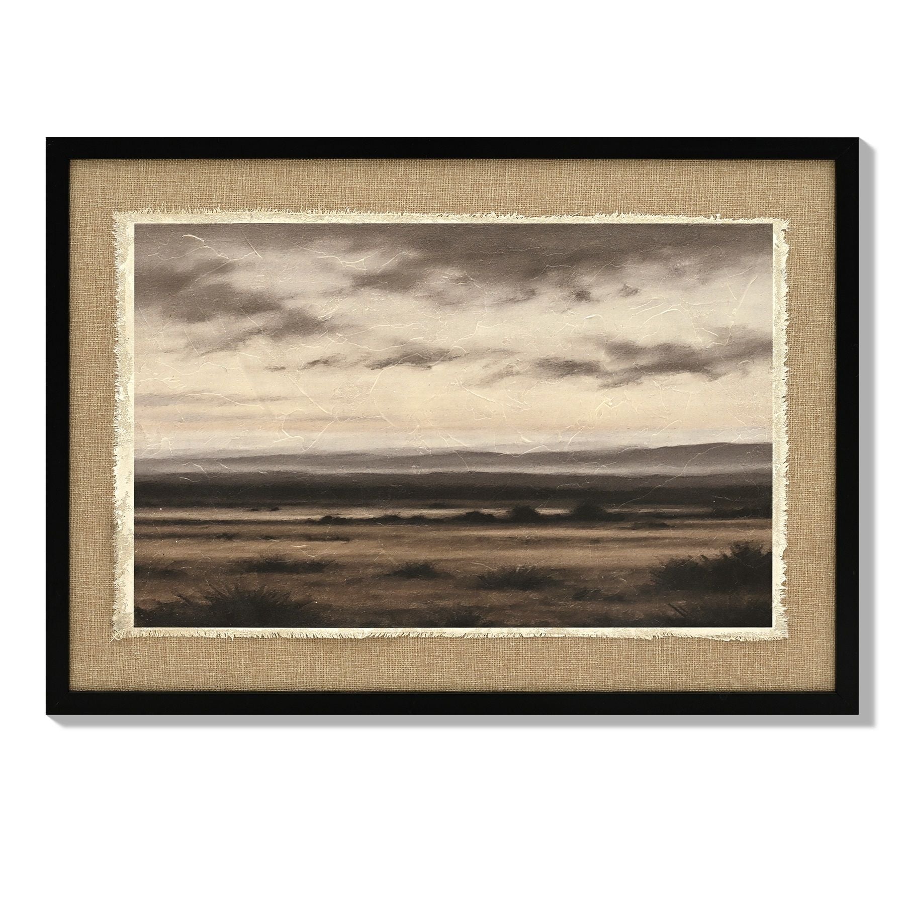 Vintage Landscape Large Framed Wall Art, Nature Wilderness Scenery Paintings Decor Aesthetic - Ember Black / Linen Sesame
