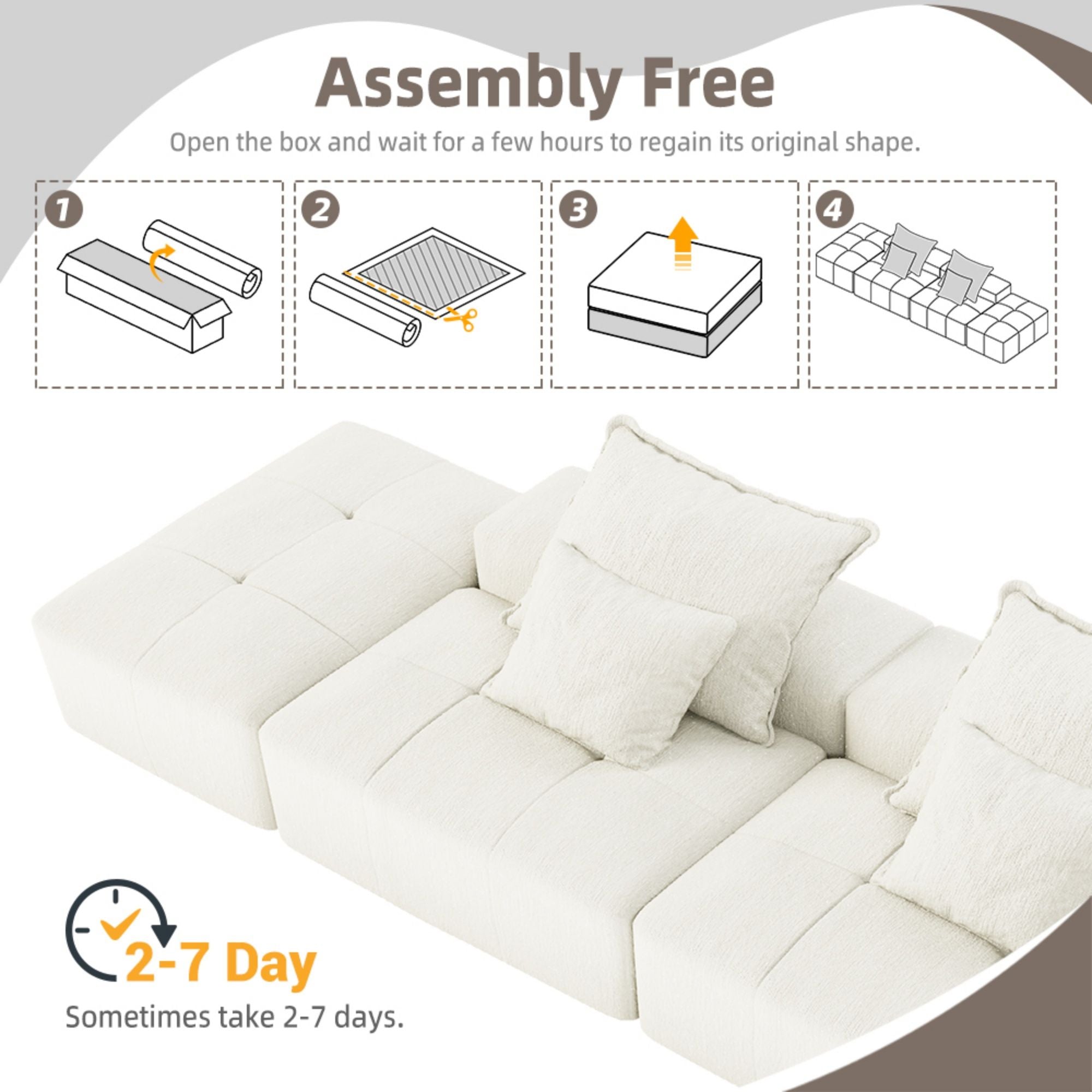 Modern Oversized Diy Combination Modular Sectional Sofa With Pillows