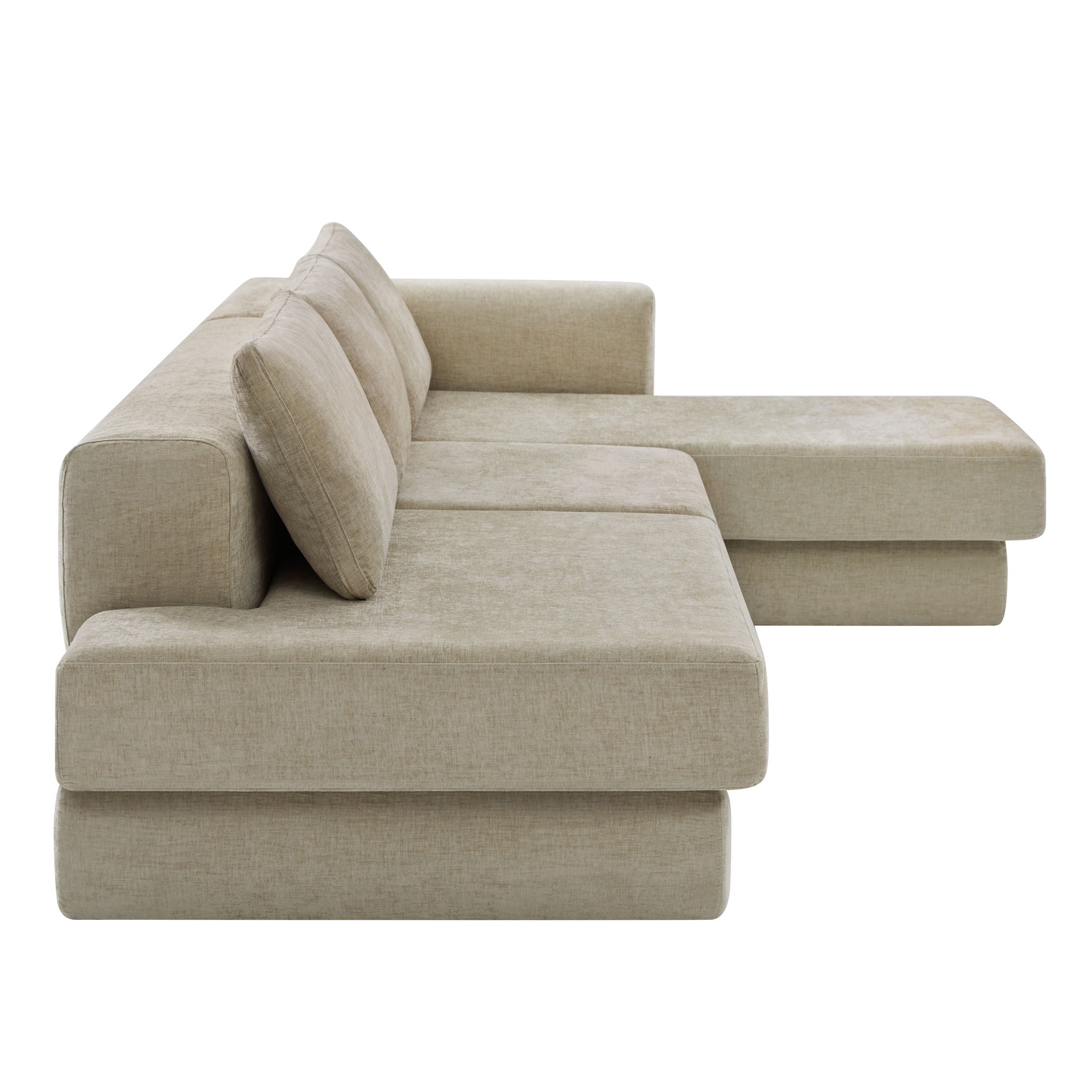 L-Shaped Modular Sofa With Double Layer Cushion