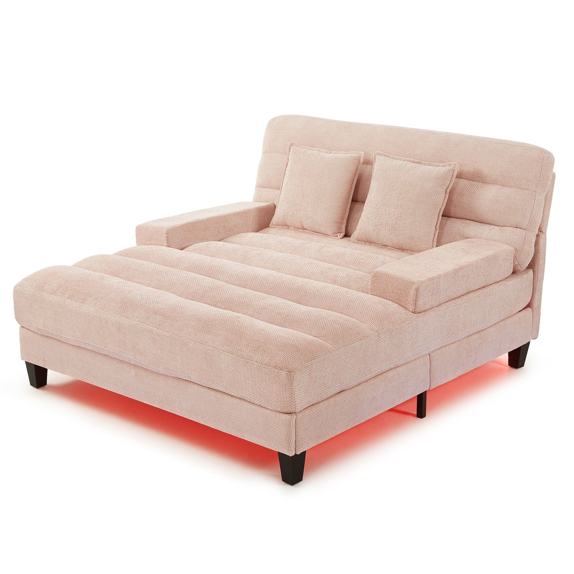 Chaise Bed Lounge Sofa Chair With Adjustable Backrest And LED Light Strip