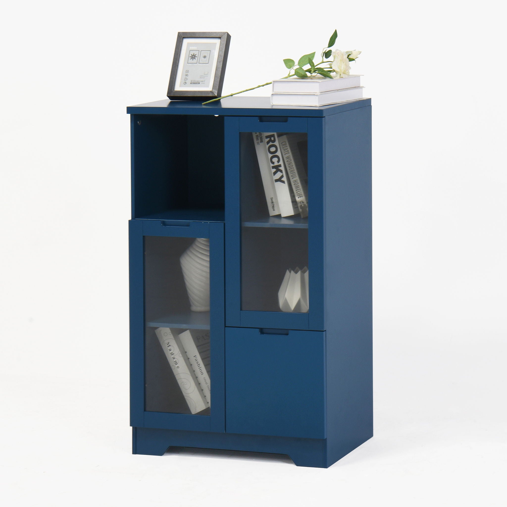Modern Cabinet With Glass Doors And Drawer