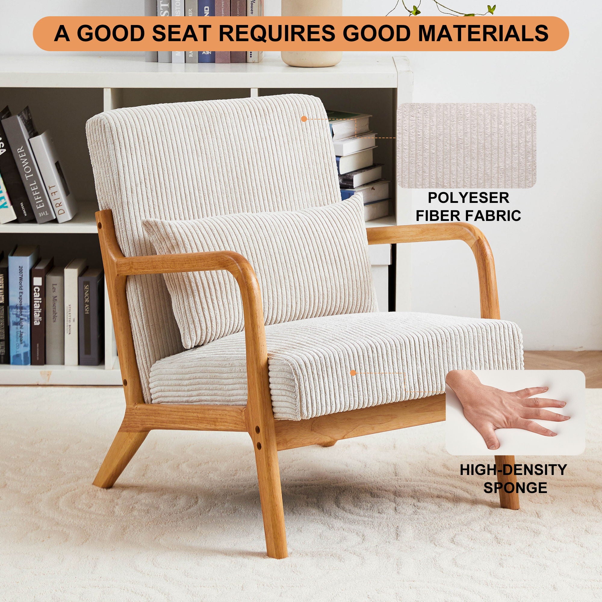 Accent Arm Chair With Pillow Upholstered