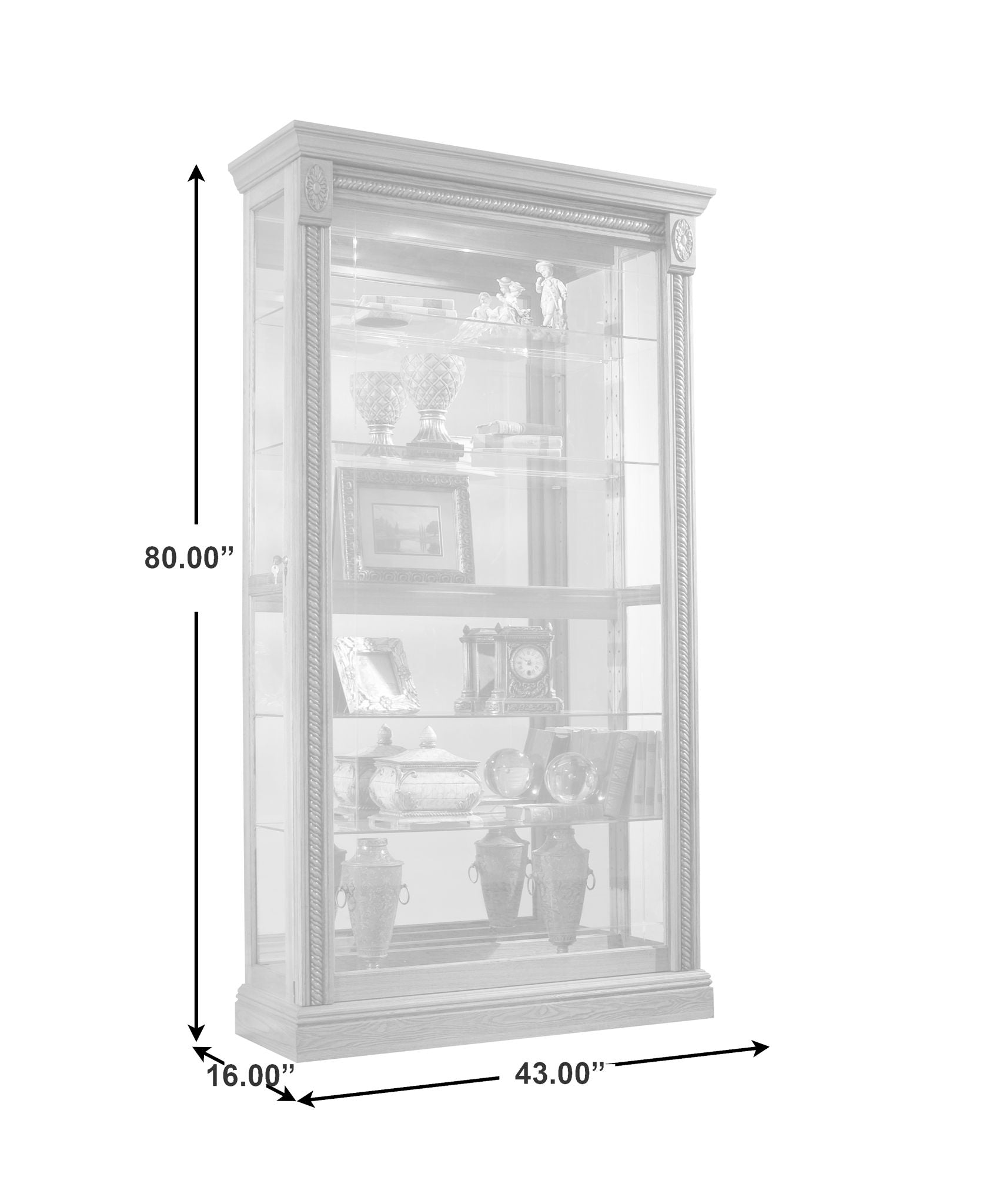 PFC Curios - Lighted Sliding Door 5 Shelf Curio Cabinet