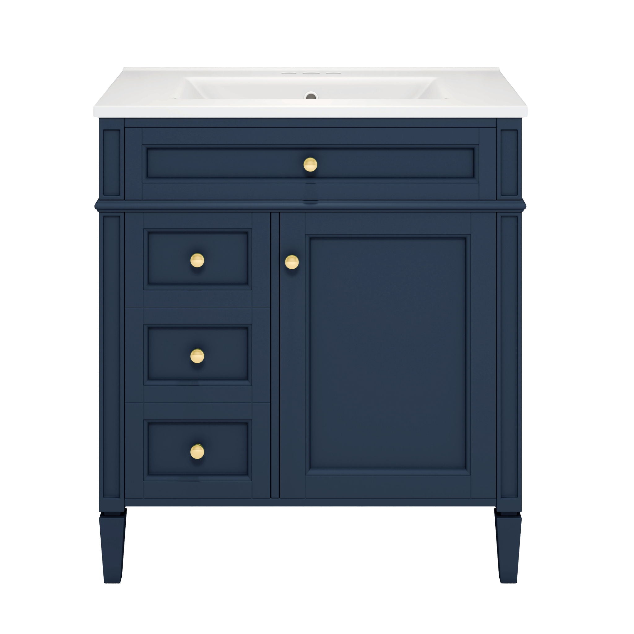 Bathroom Vanity With Top Sink, Storage Cabinet With 2 Drawers, Tip Out Drawer