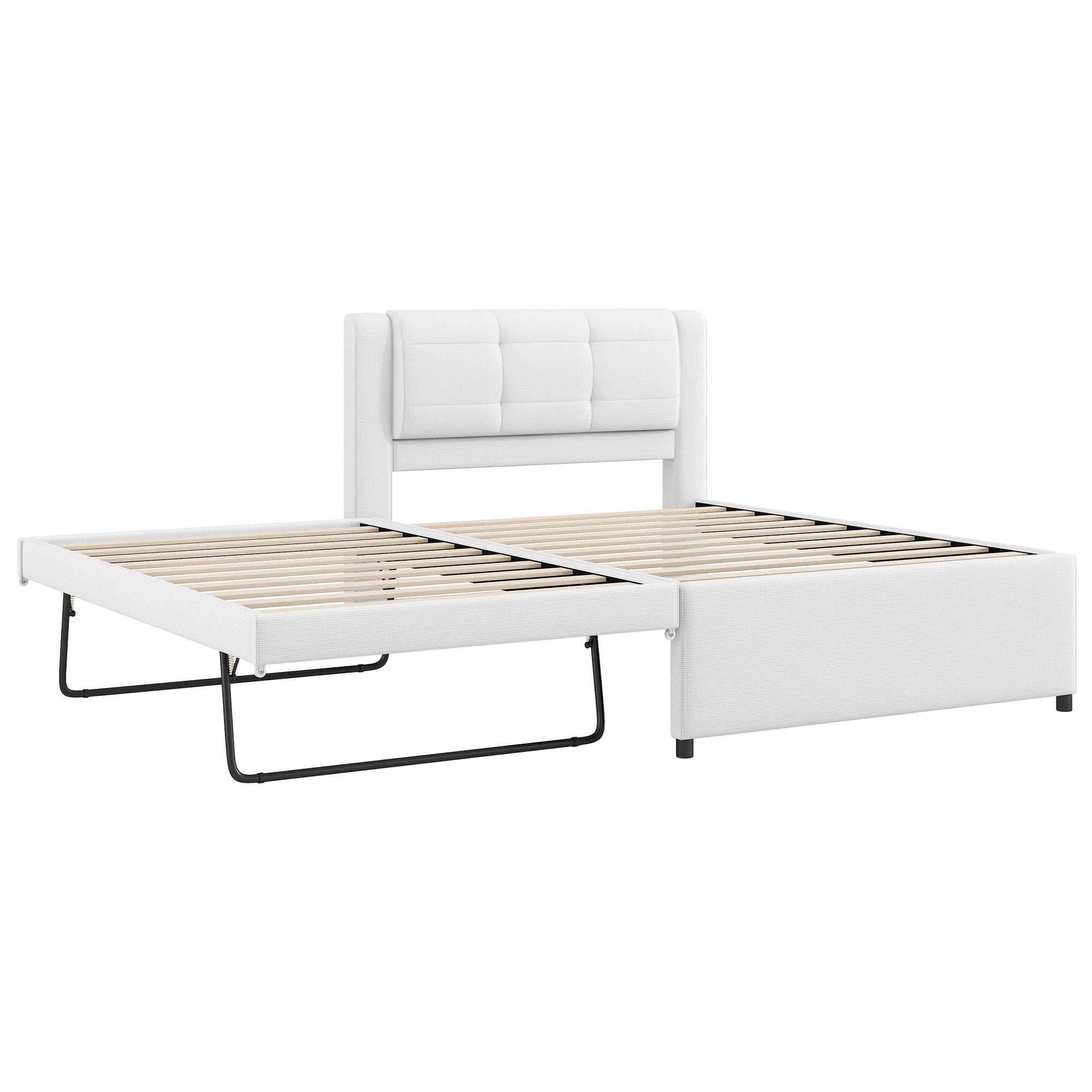 Upholstered Platform Bed With Multifunctional Trundle