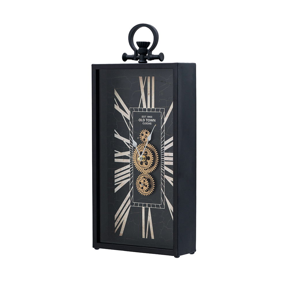 Decorative AndRoman Numeral Table Clock, Home Decor Gear Clock - Multicolor