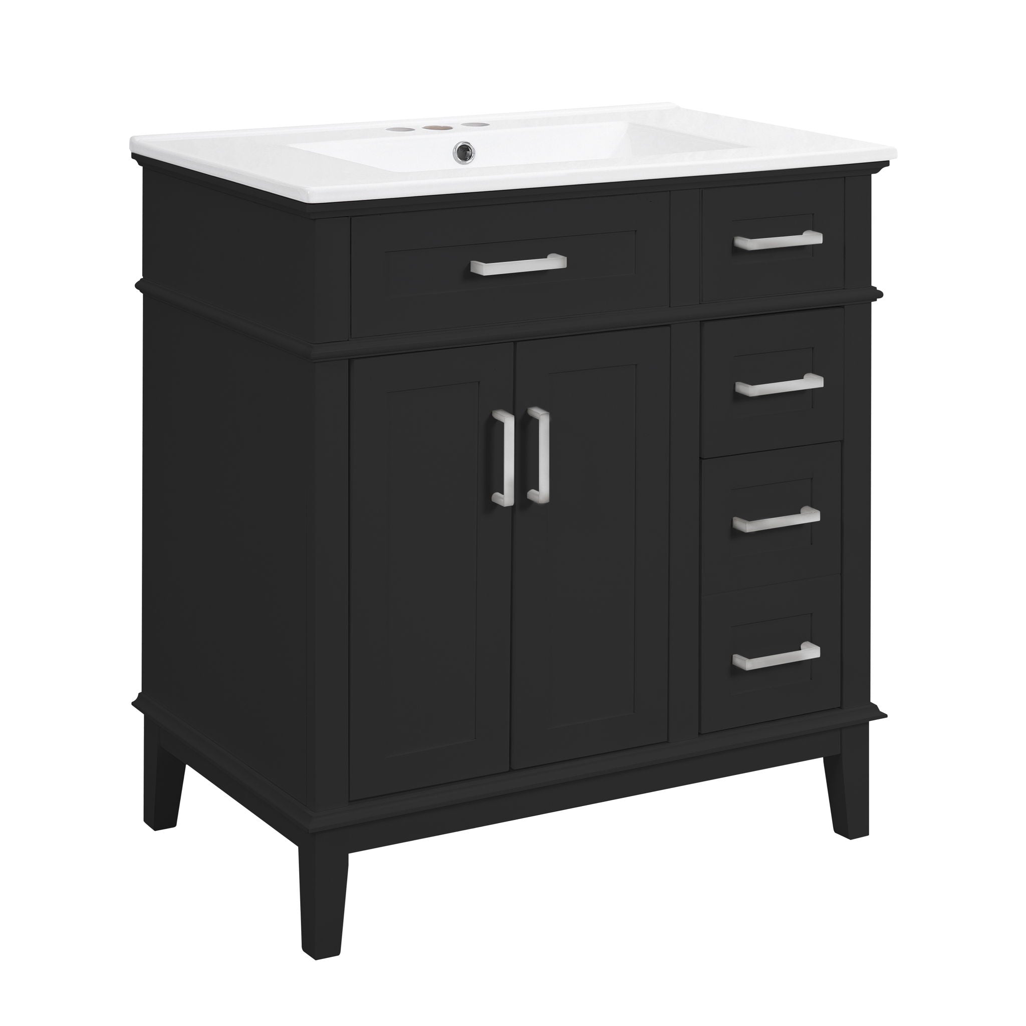 Modern Bathroom Vanity With Sink, Storage Cabinet, Soft Close Doors, Deep & Standard Drawers