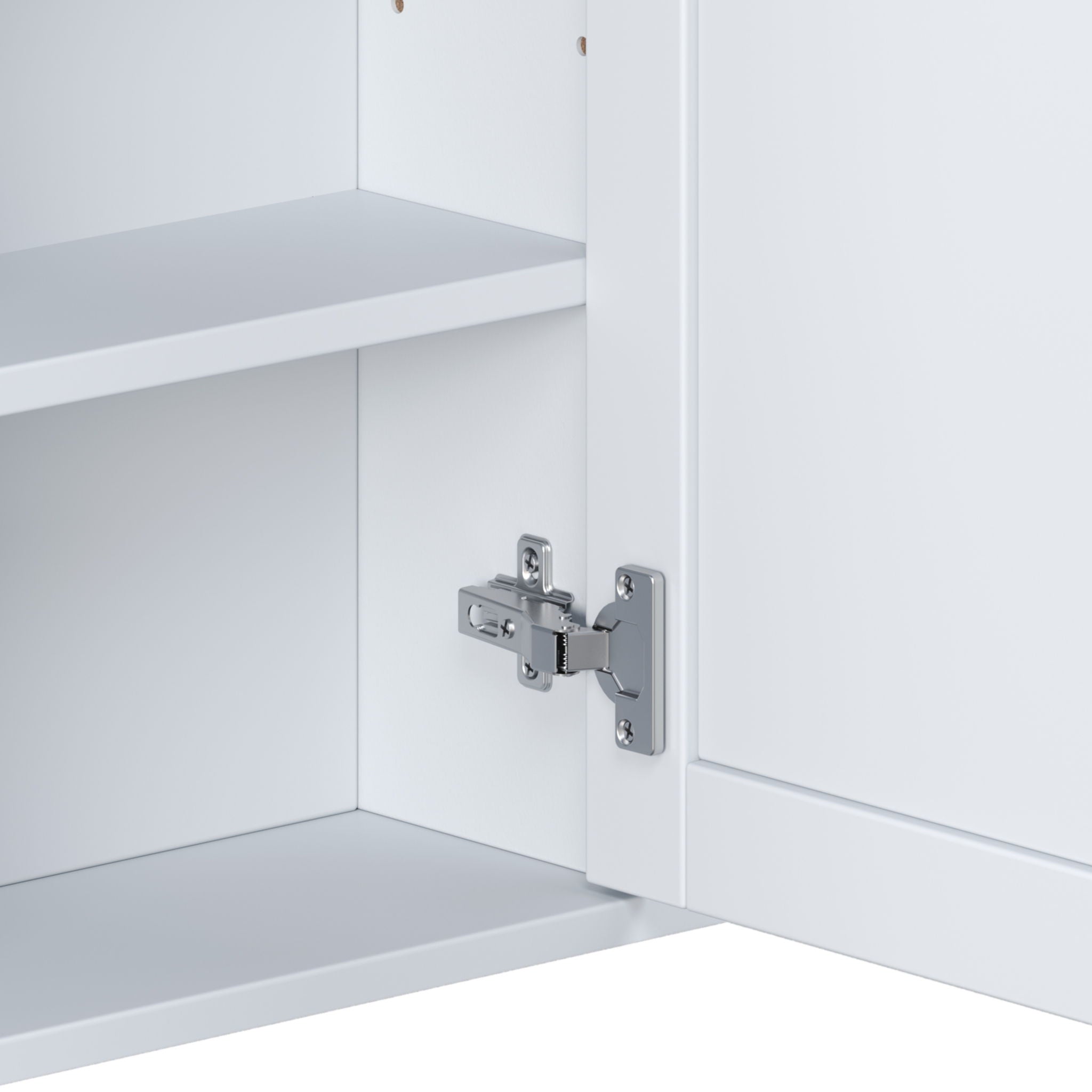 Bathroom Wall Storage Cabinet With Mirror And Adjustable Shelf, 6 Open Shelves