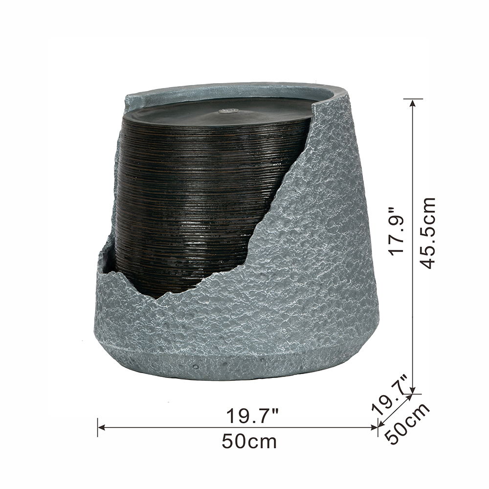 Indoor Outdoor Water Fountain, Unique Broken Urn Fountain Chic Dynamic Modern Design With Light For Garden