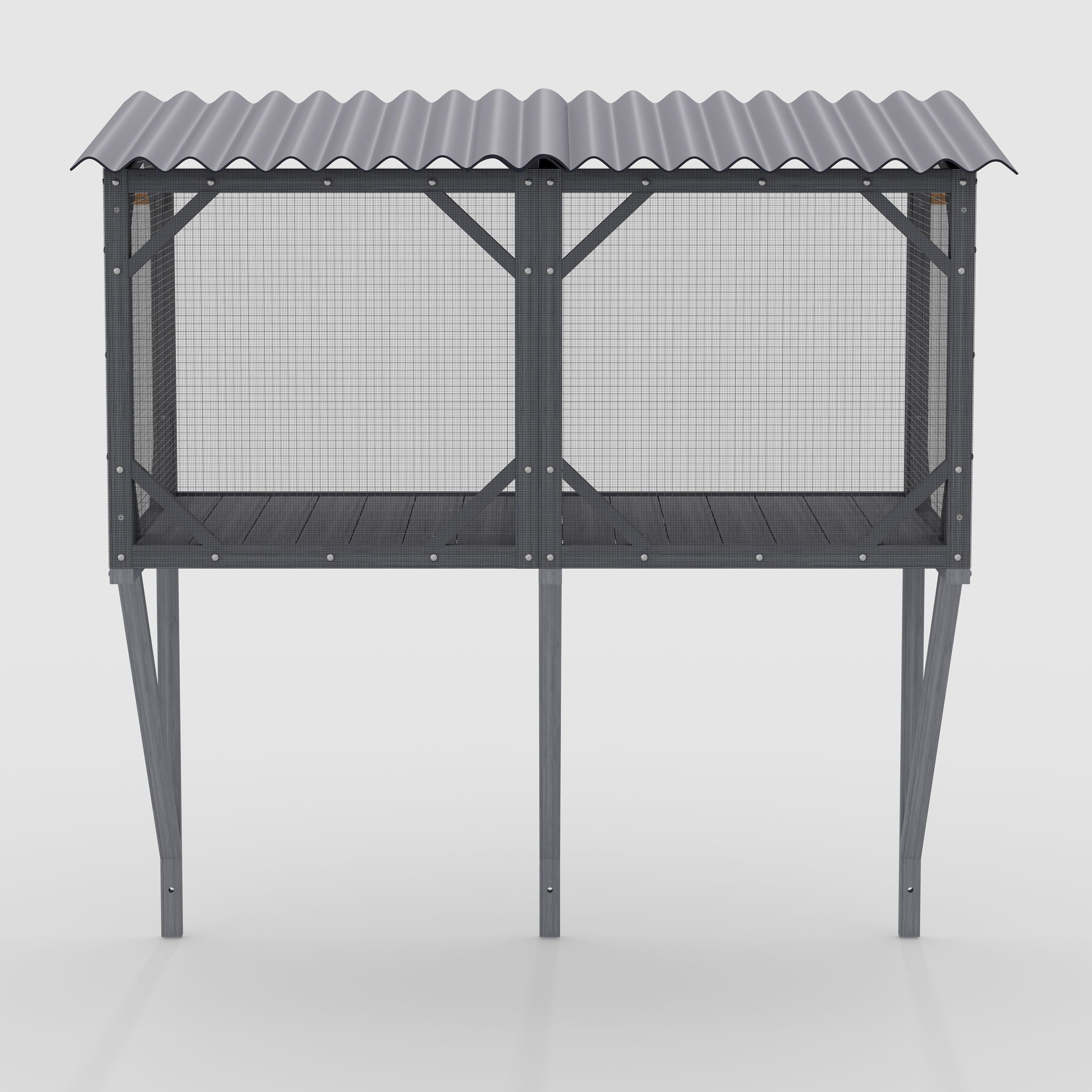 Premium Cat Window Box With Bug Proof Net For Large Indoor Cats Spruce Wood & Polyester - Antique Gray