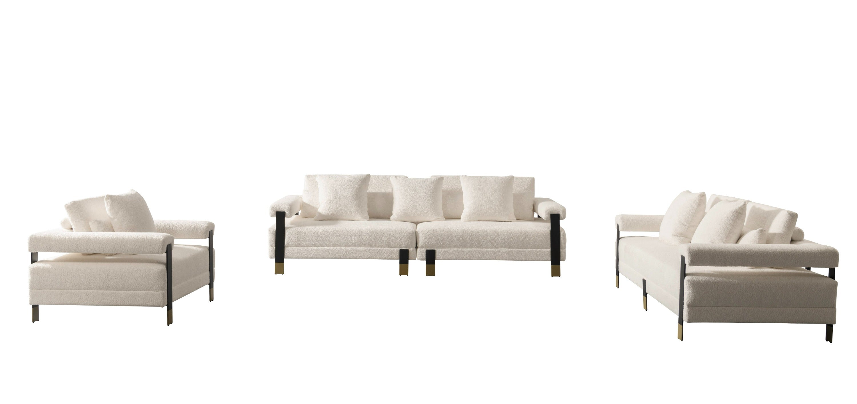 Divani Casa Stratford - Modern Off-White Fabric 3-Seater Sofa
