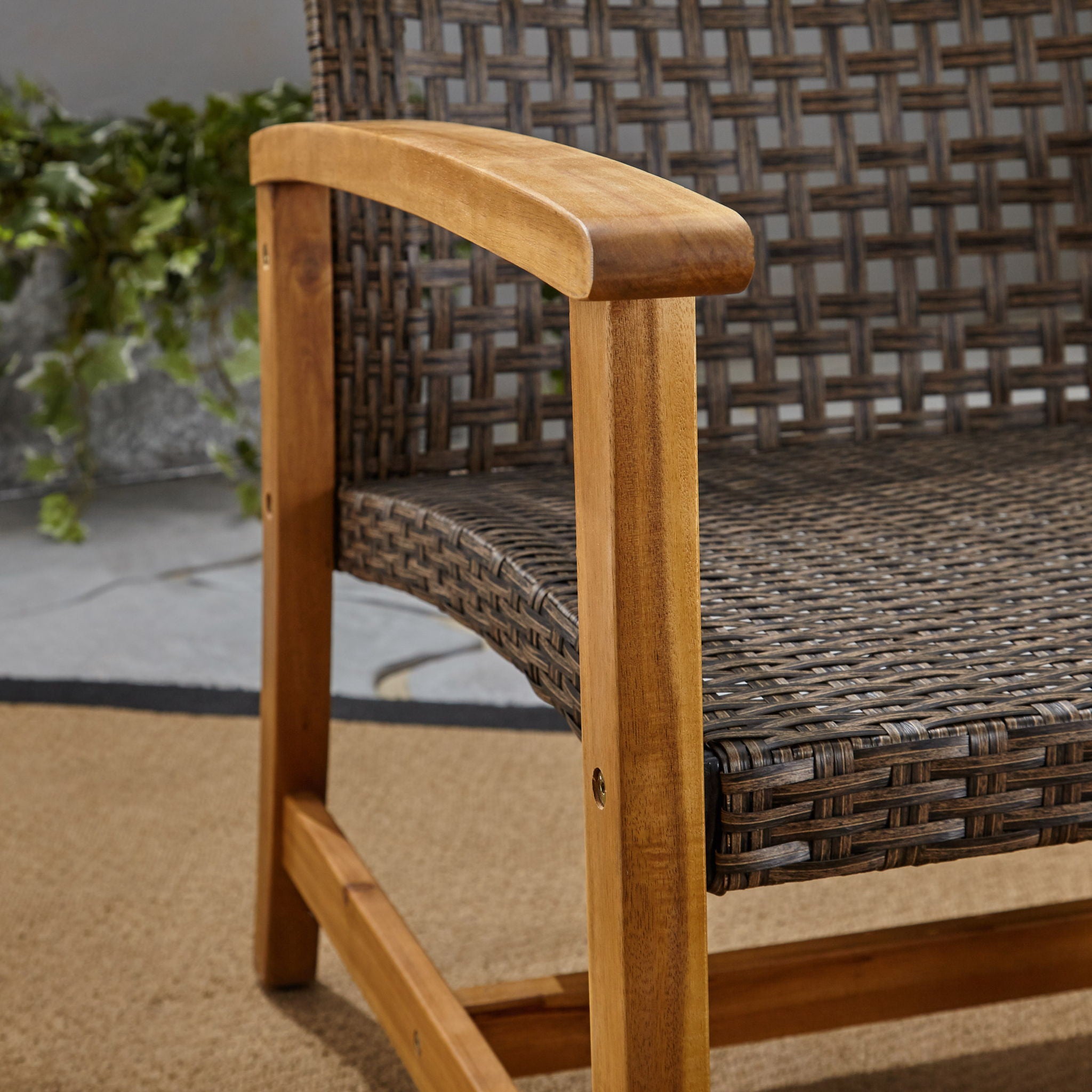 Outdoor 3 Seater Sofa With Rattan Cover - Gray
