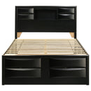 Briana Wood California King Storage Bookcase Bed Black