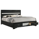 Miranda 51-inch Wood California King Storage Panel Bed Black