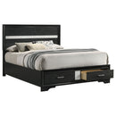 Miranda 51-inch Wood California King Storage Panel Bed Black