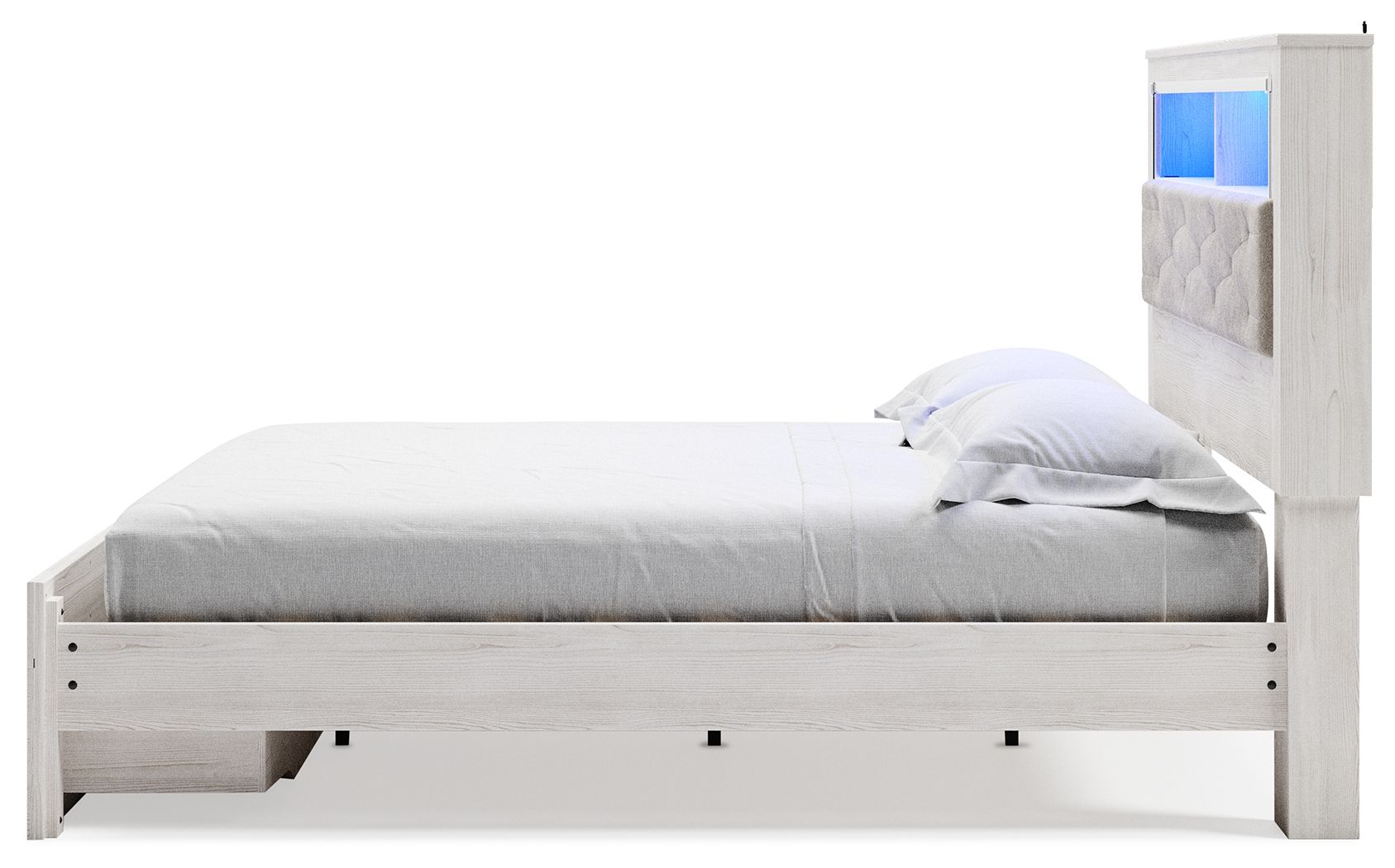 Altyra - King Upholstered Bookcase Bed With Storage - White