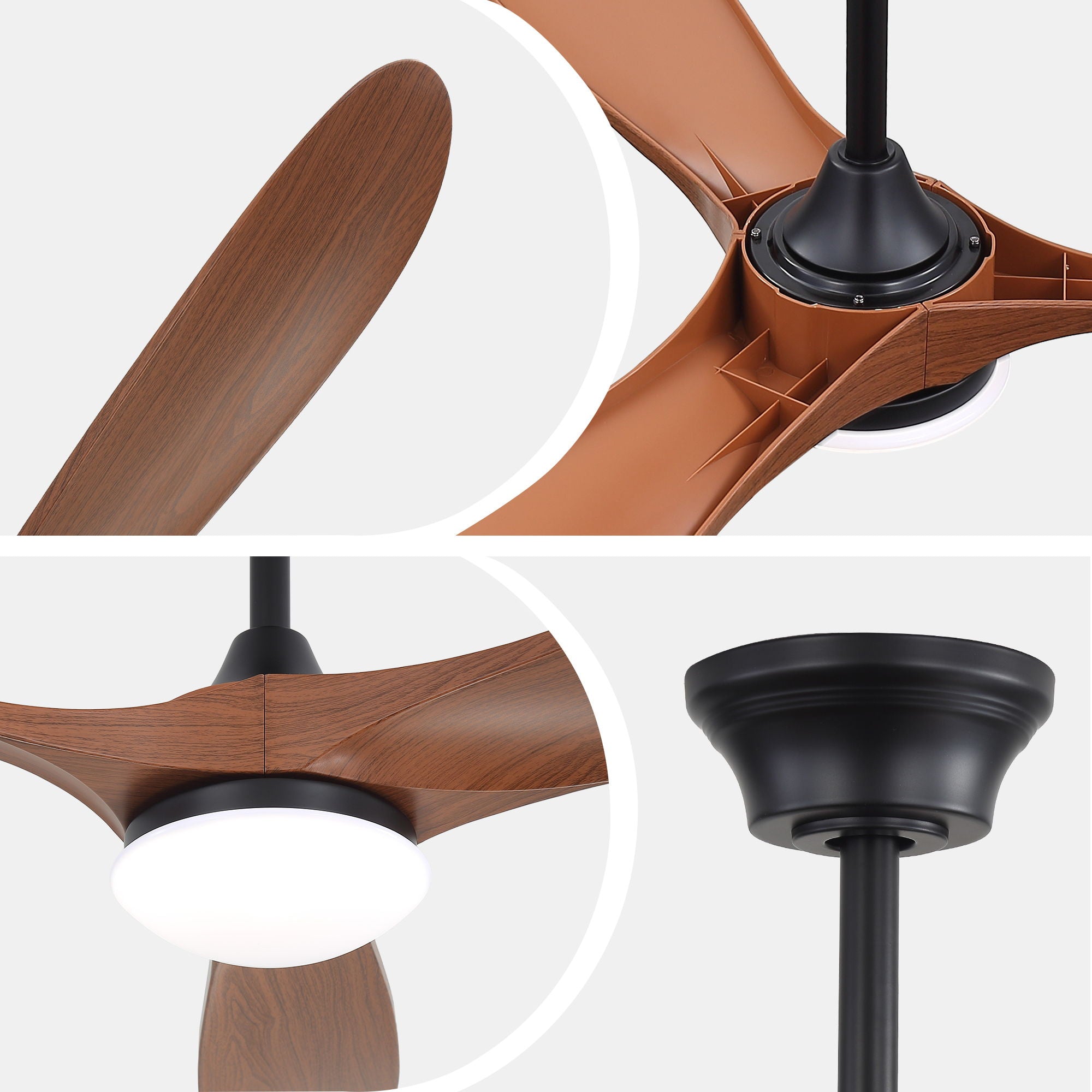 Smart Ceiling Fan With Lights, 3 Blades, Reversible Quiet DC Motor For Indoor