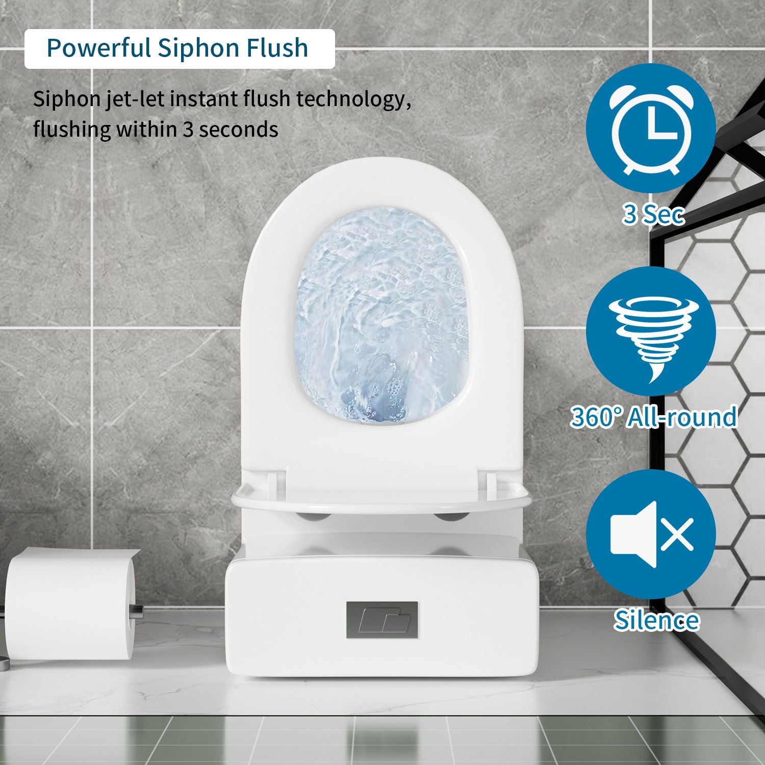 1 Piece Toilet With Dual Flush & Rimless Bowl - Glossy White