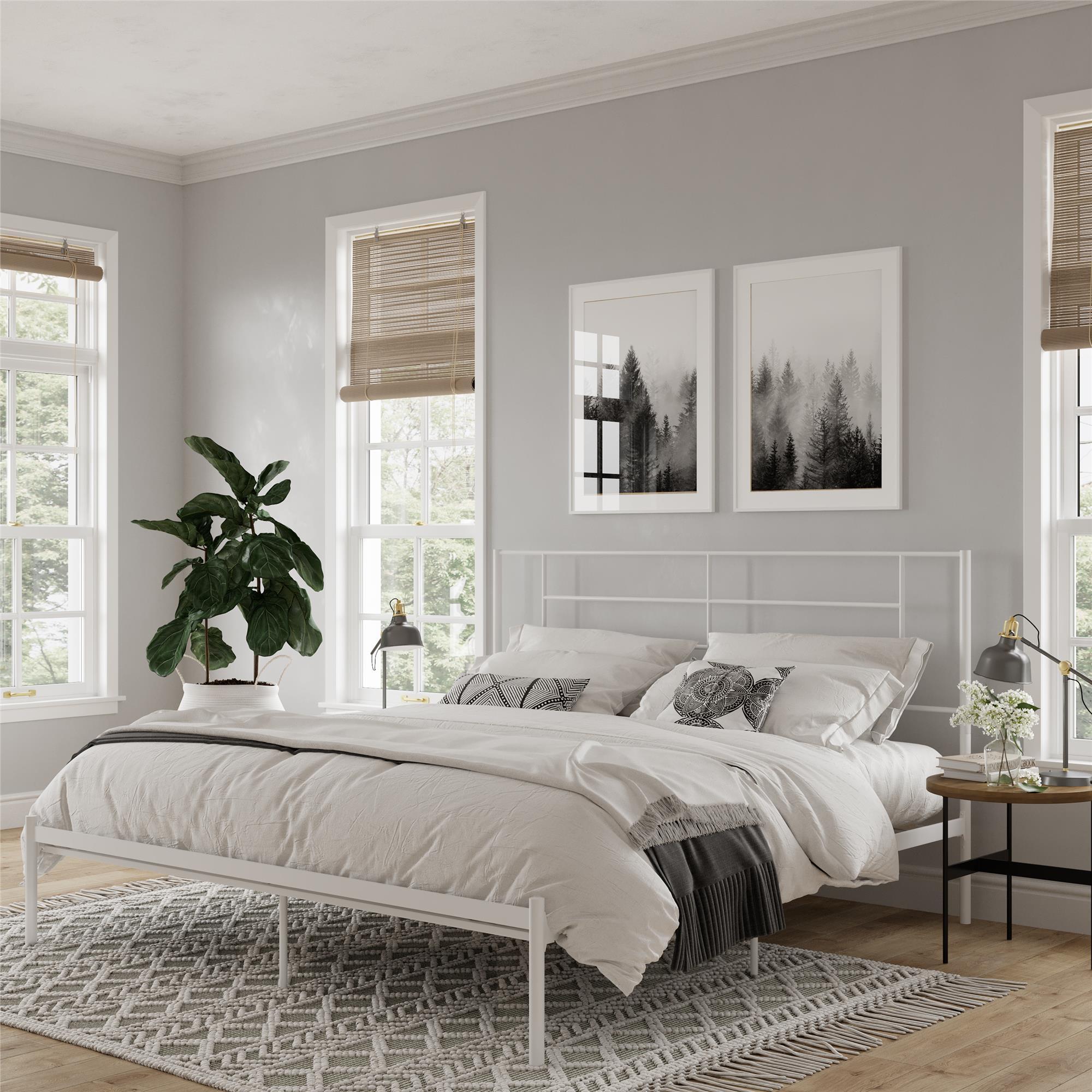 Praxis - King Bed With Simple Headboard - White