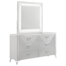 Cassia 6-drawer Dresser Cabinet with Mirror White High Gloss
