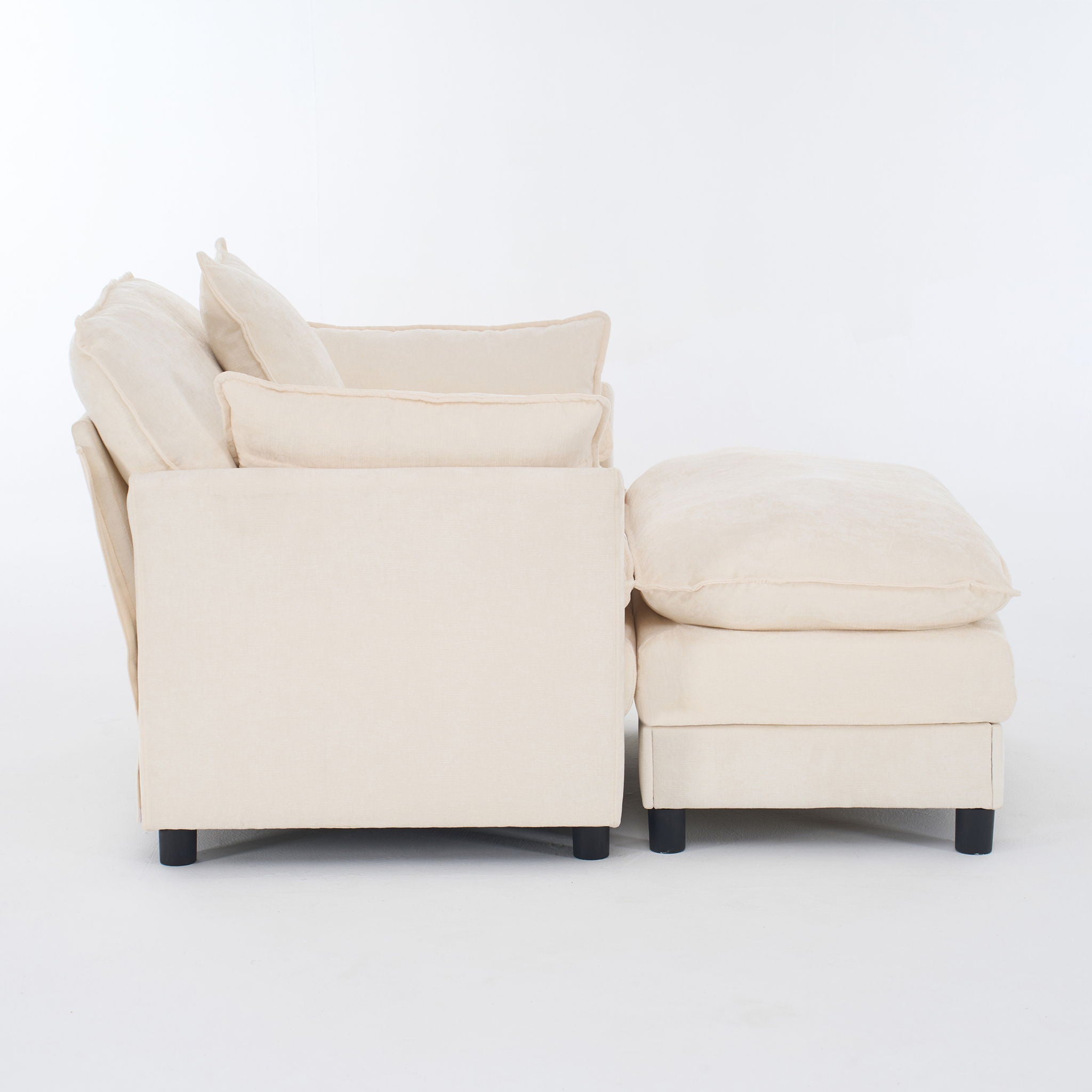 Accent Chair With Ottoman - Beige