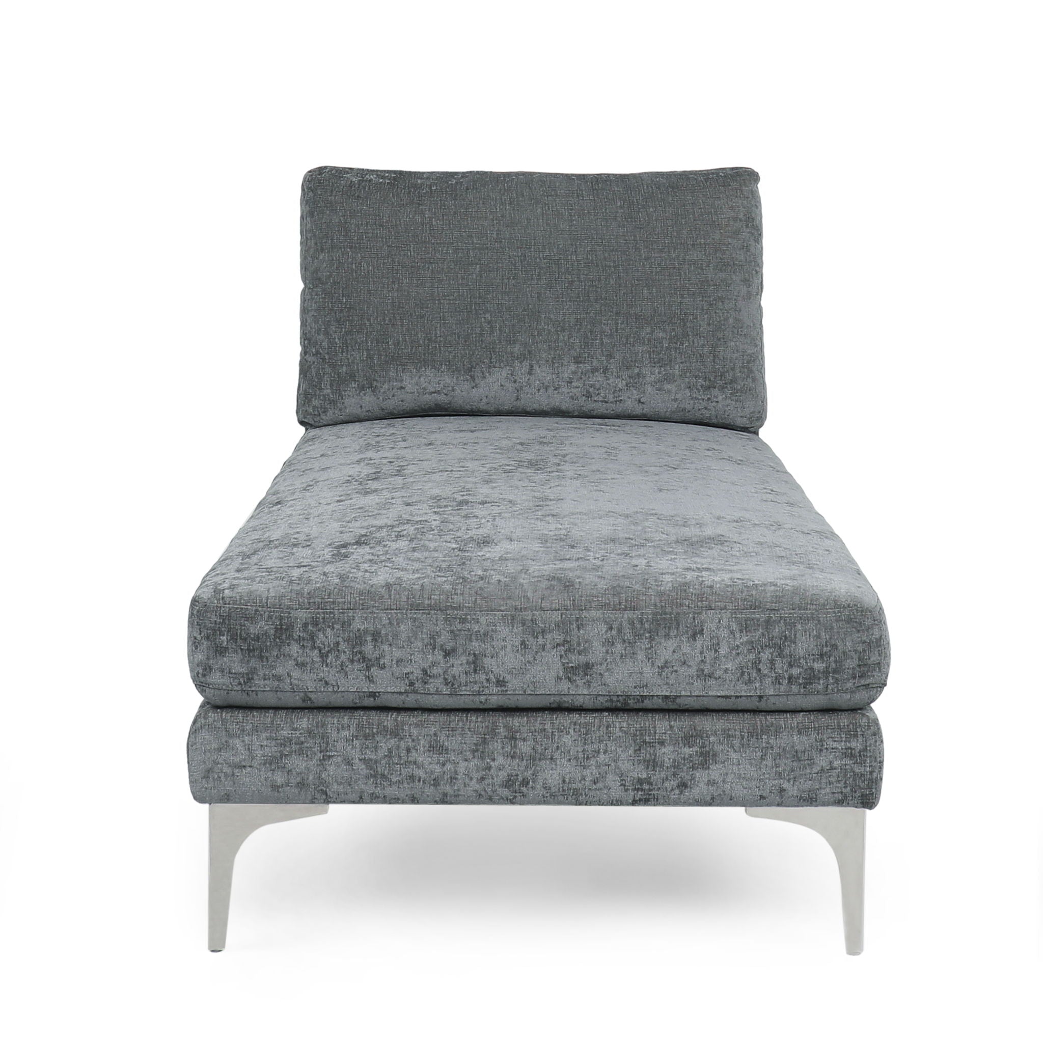 Fabric Upholstered Chaise Lounge With Iron Bracket Legs