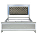 Gunnison Wood California King LED Panel Bed Silver Metallic