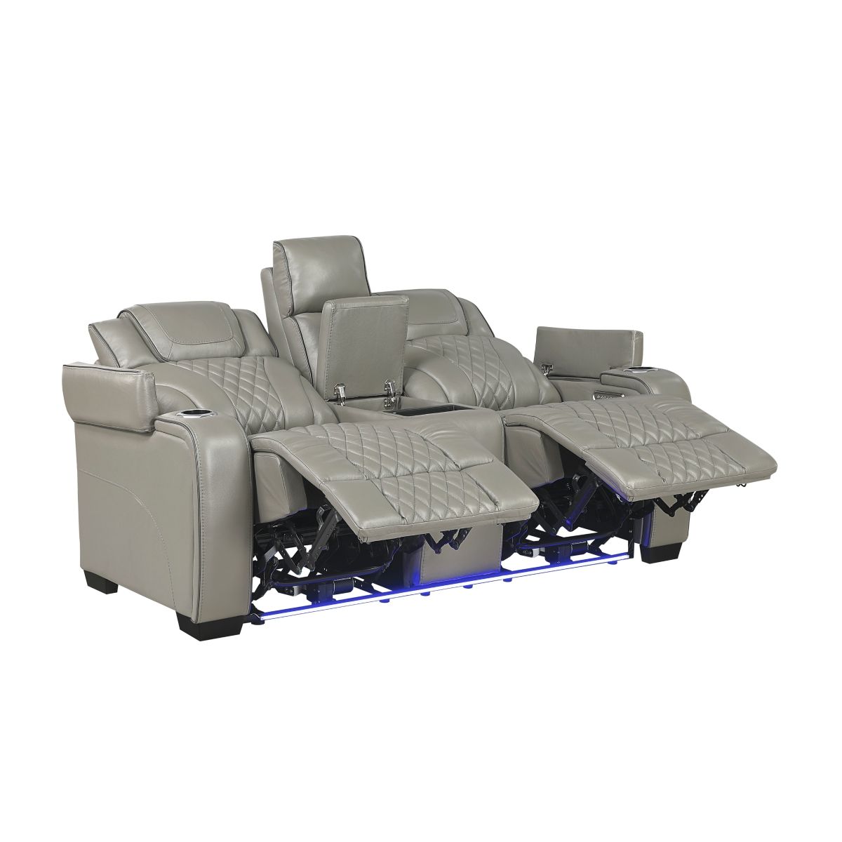 Apex - Power Double Reclining Loveseat With Center Console, Power Headrests, Storage Arms With Cup Holders, Wireless Charger, Air Massage And Heat, LED Lighting And Charging Ports