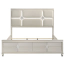Olivia California King Panel Bed LED Headboard Pearl White