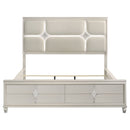 Olivia California King Panel Bed LED Headboard Pearl White