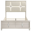 Olivia California King Panel Bed LED Headboard Pearl White