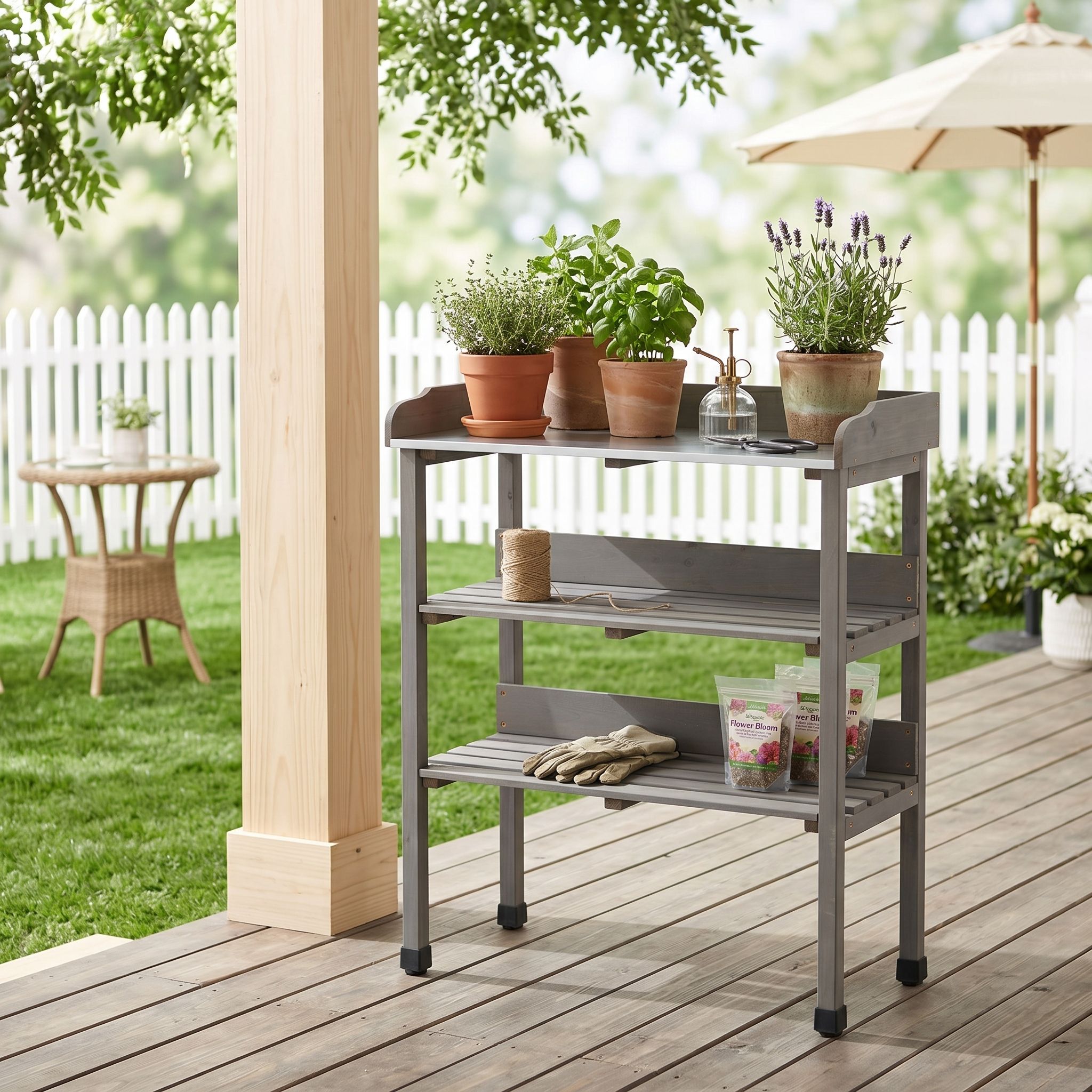 Outdoor Potting Table, 3 Tier Workbench
