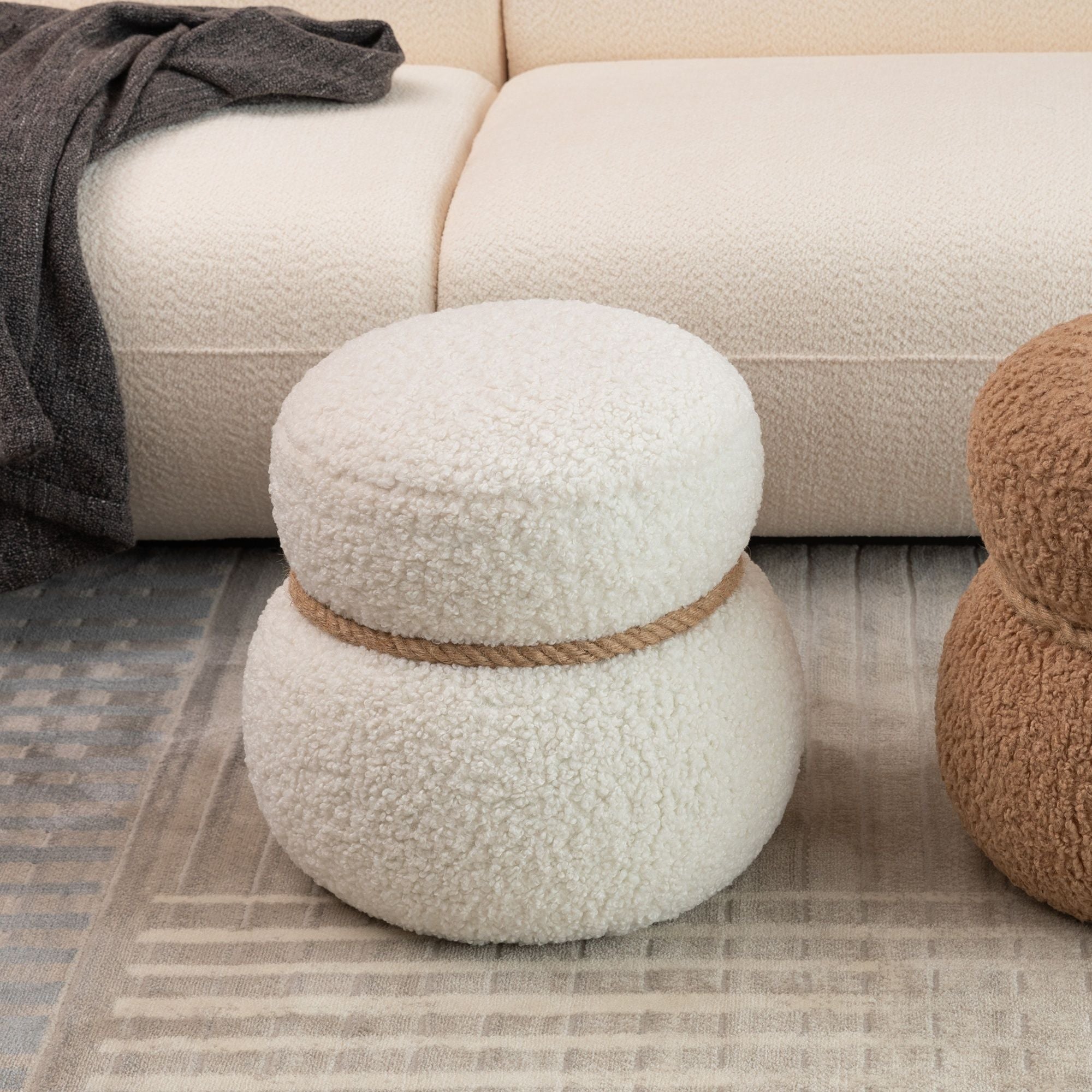Snowman Stool With Cushion And Solid Wood Frame