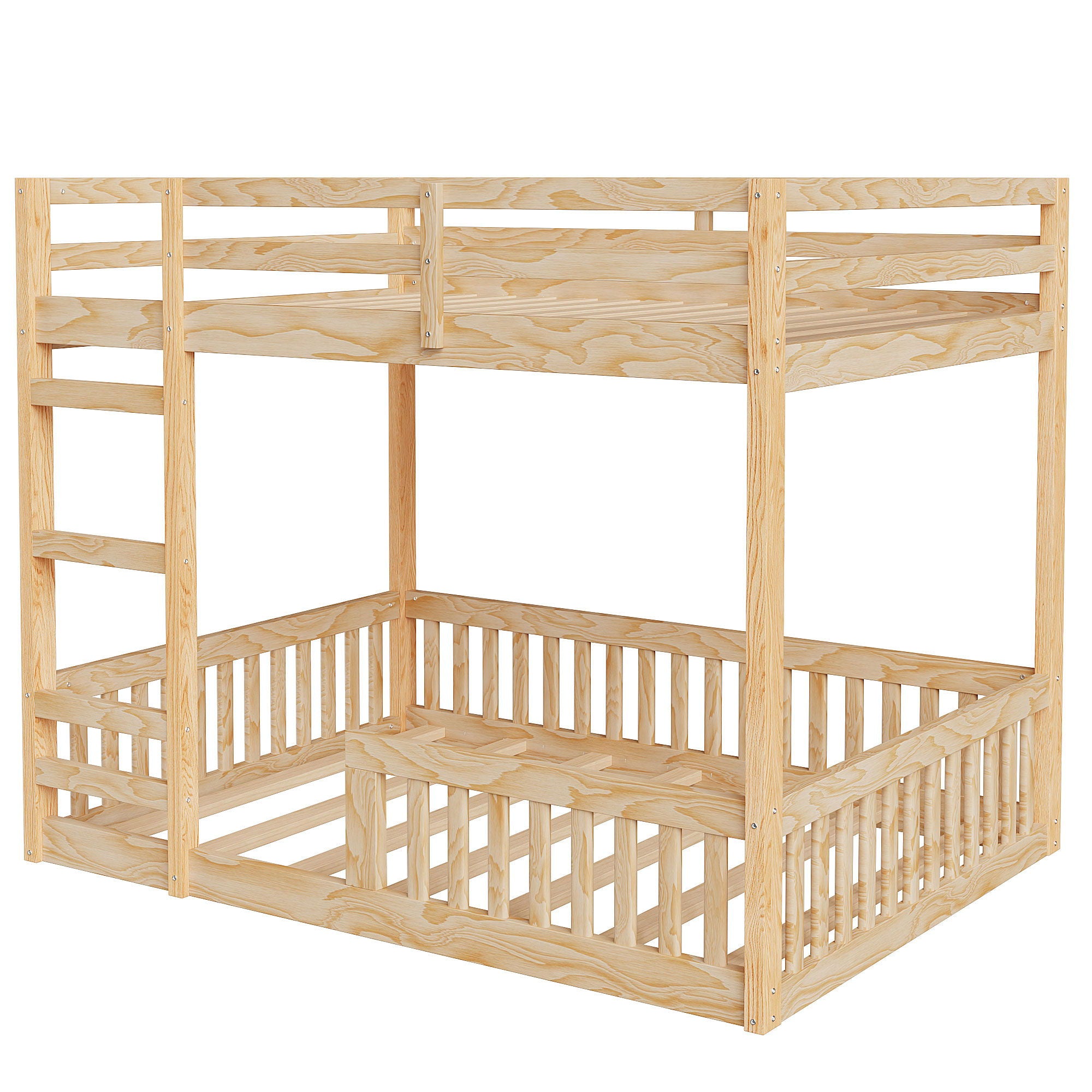 Stylish Bunk Bed With Ladder And Guardrails