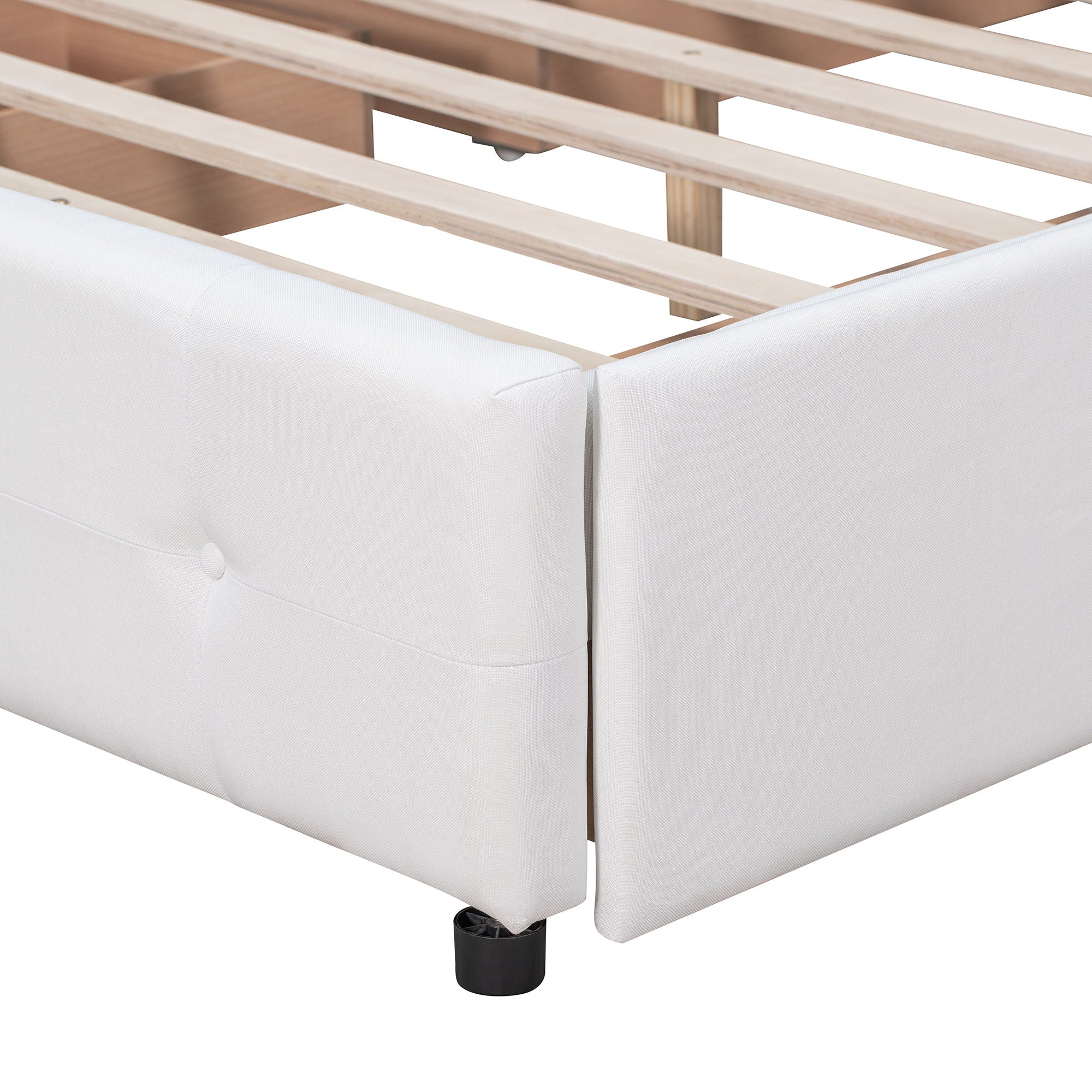 Upholstered Platform Bed With Classic Headboard And Drawers, No Box Spring Needed