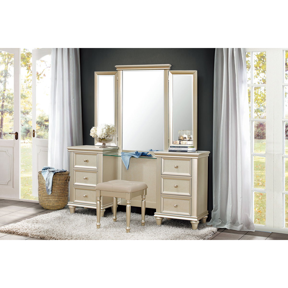 Celandine - Vanity Stool - Off-White