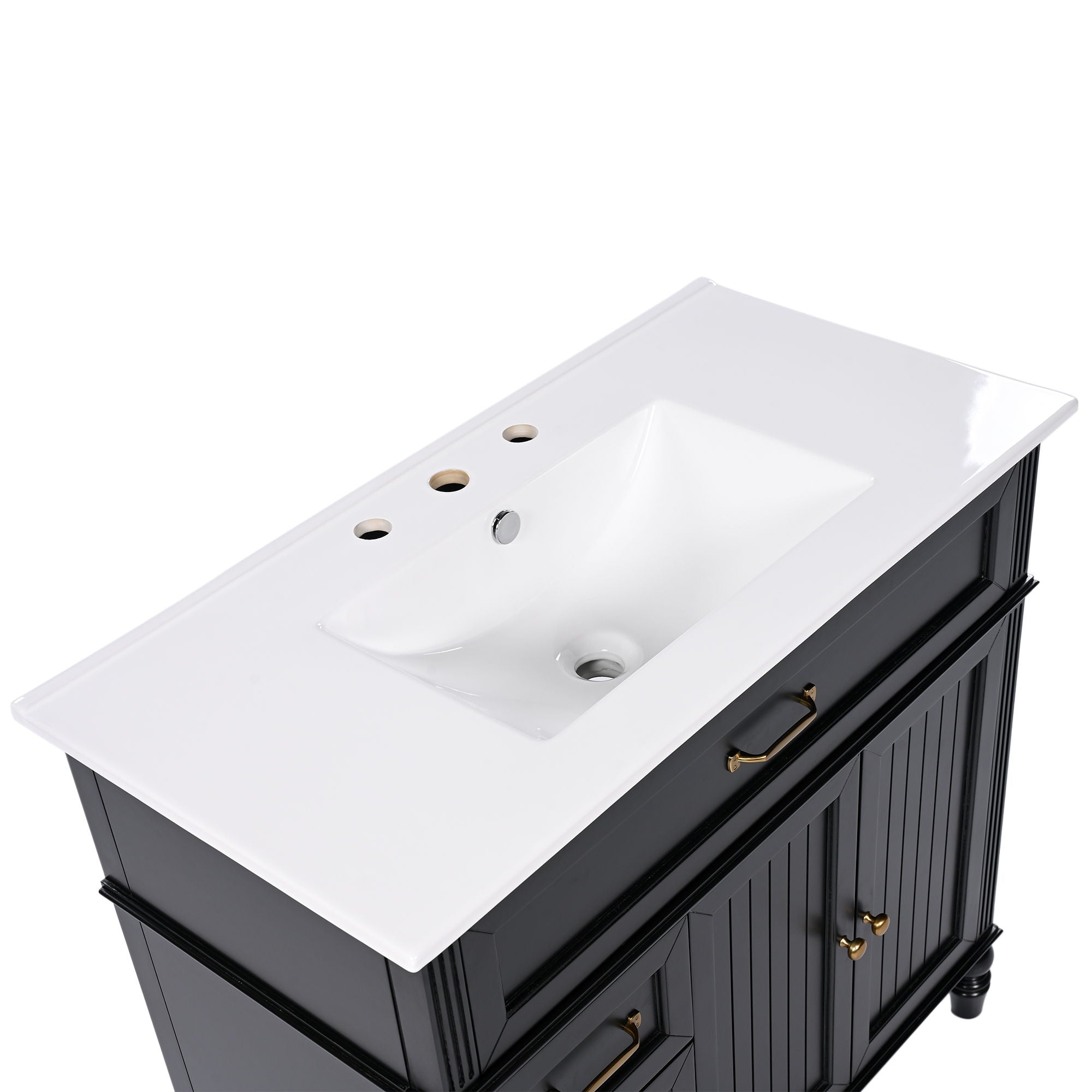 36" Bathroom Vanity With Sink, Freestanding Cabinet With Drawers, 2 Package - Black