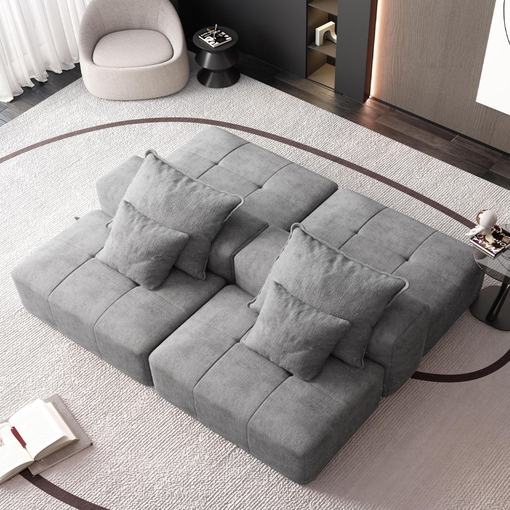 Modern Oversized, Modular Sectional Sofa With Pillows