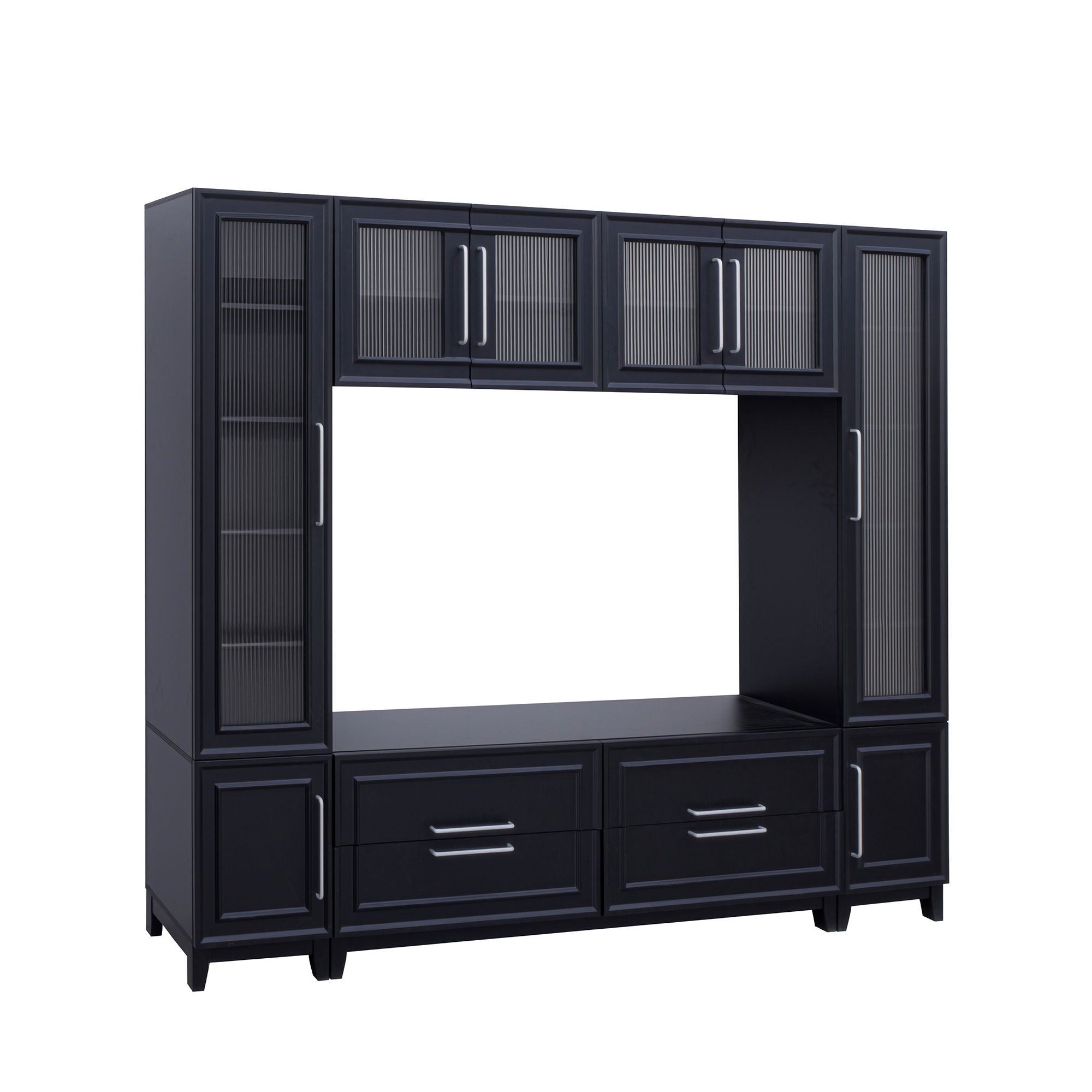 Wall Unit Modern Entertainment Center With Glass Doors