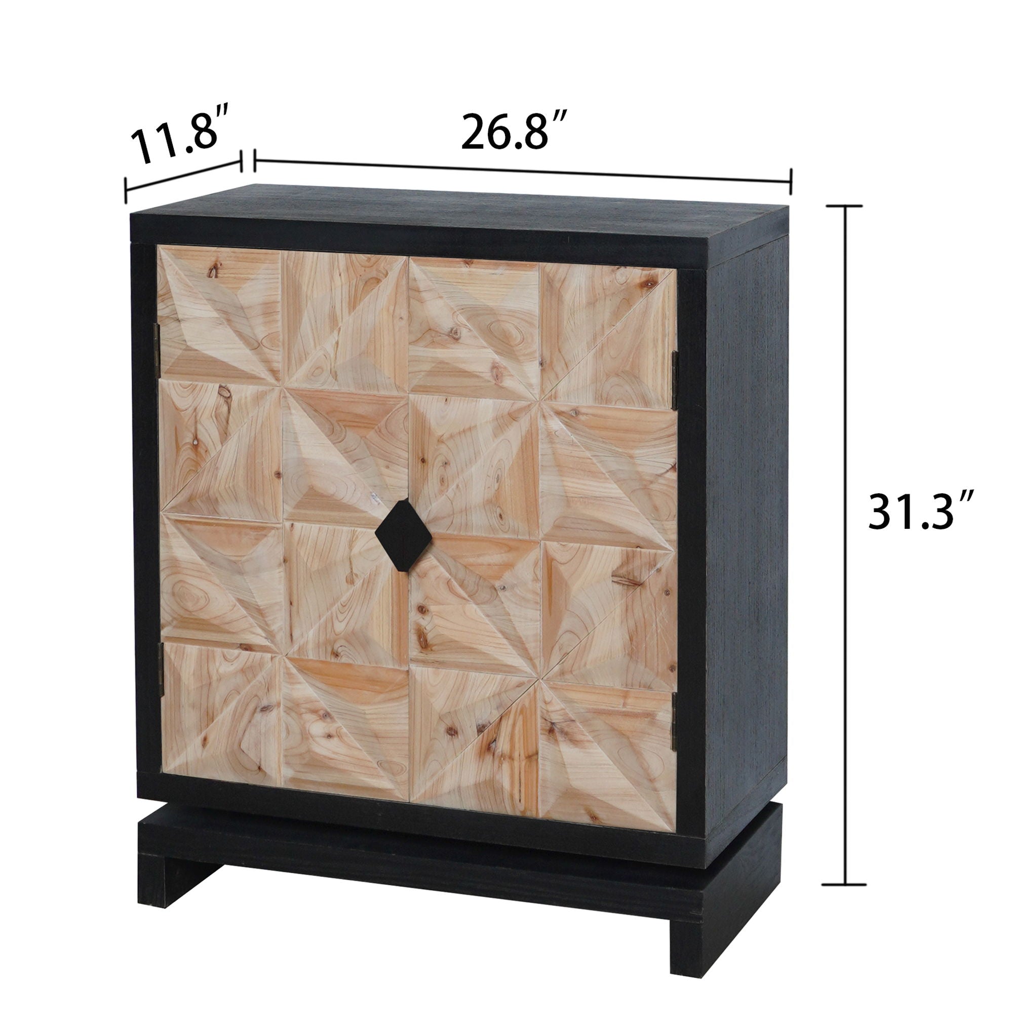 2 Door Accent Storage Cabinet With Diamond Handle - Black / Natural