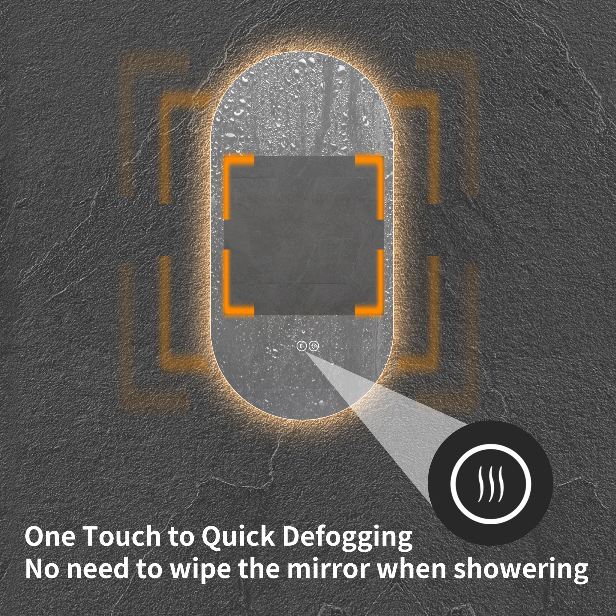 Smart Wall Mounted LED Touch Screen Mirror With Anti Fog Function And Adjustable Lighting - Antique Silver