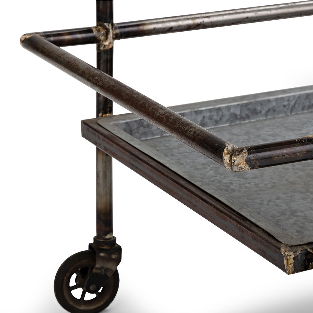 Percy Galvanized Metal Bar Cart - Gray