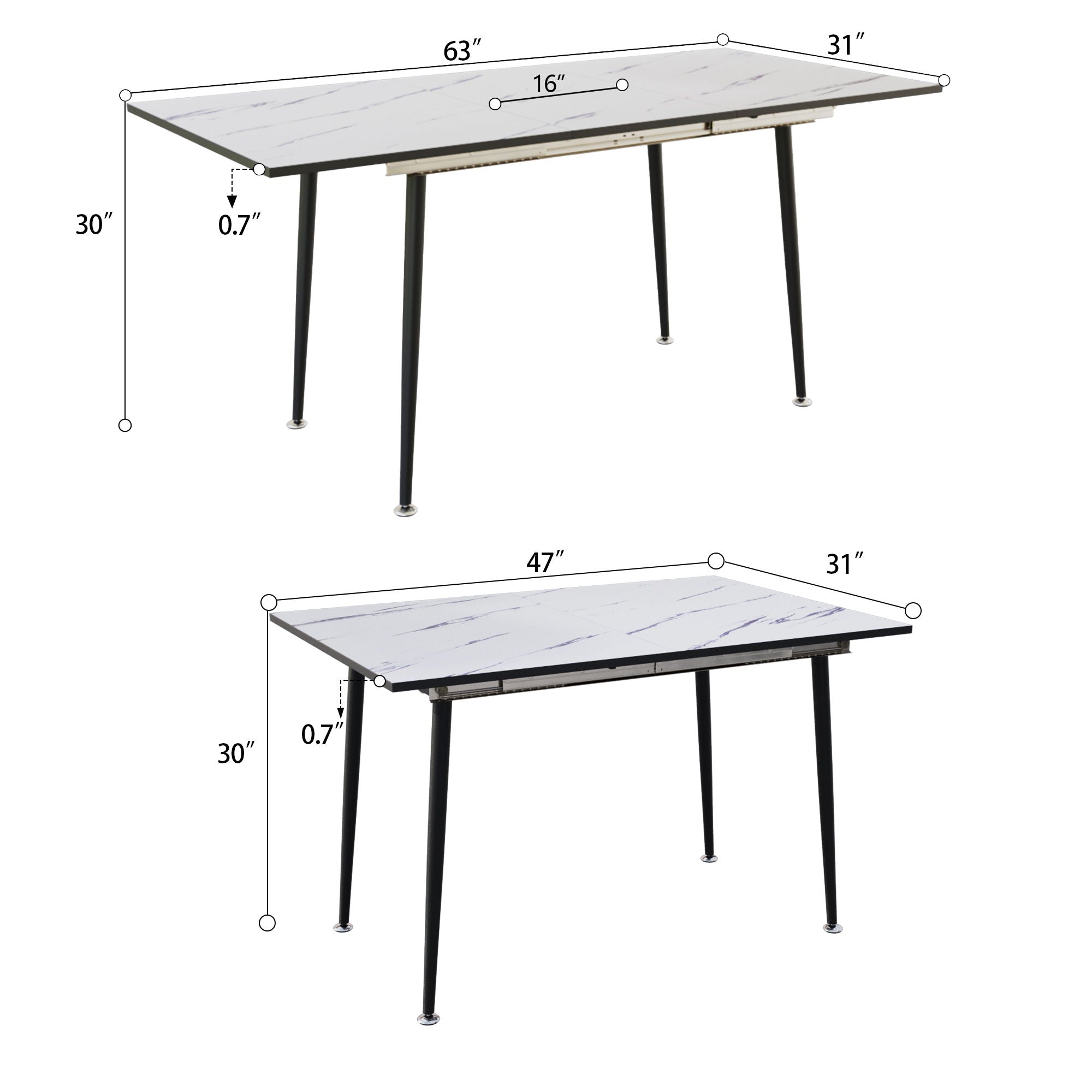 Modern Extendable Dining Table And Chair Set