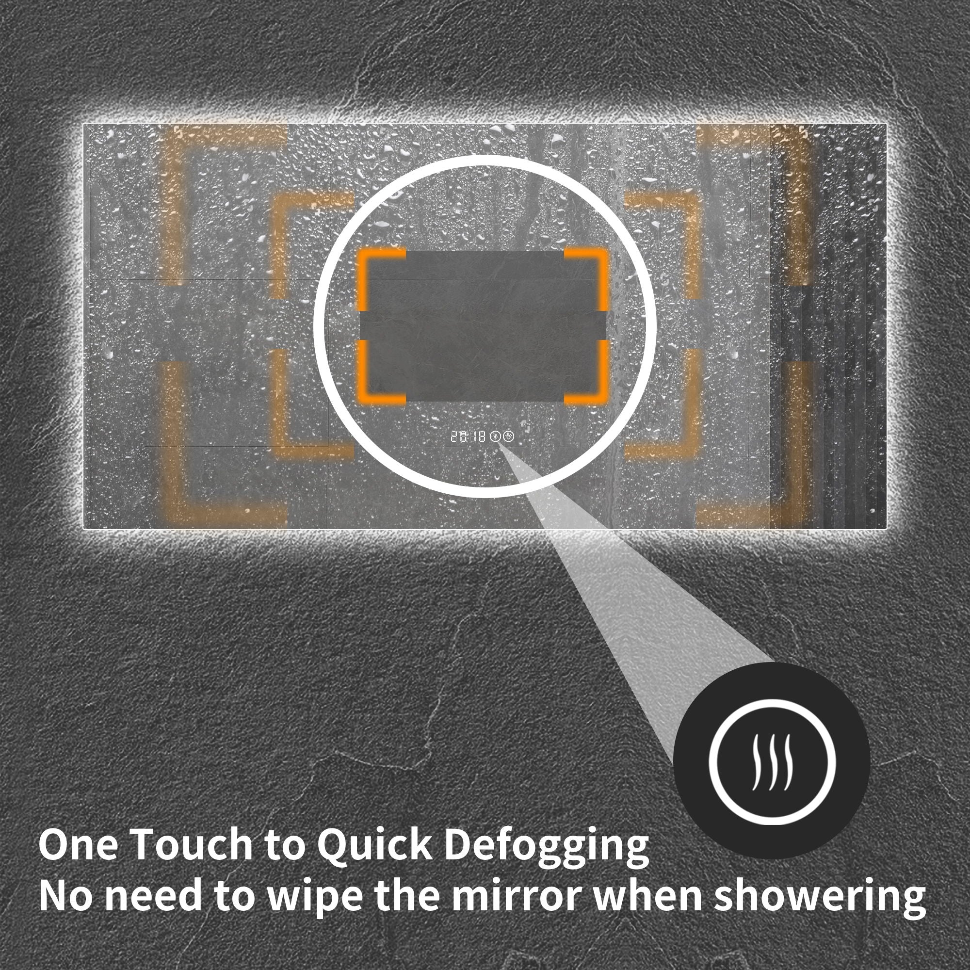 LED Vanity Mirror With Anti Fog & Dimmable Lights, Wall-Mounted - Antique Silver