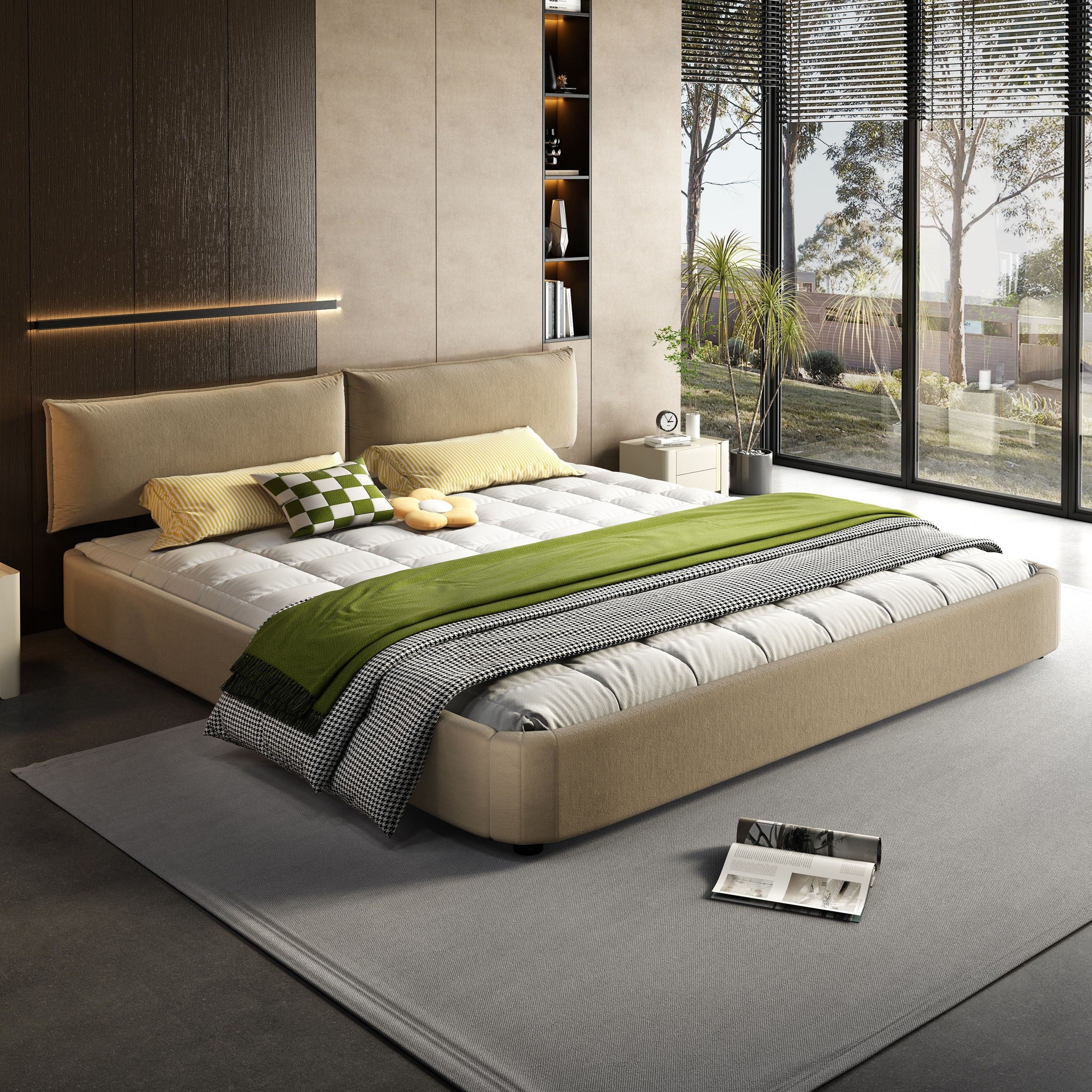 Cloud Bed Frame With Oversized Padded Movable Headboard