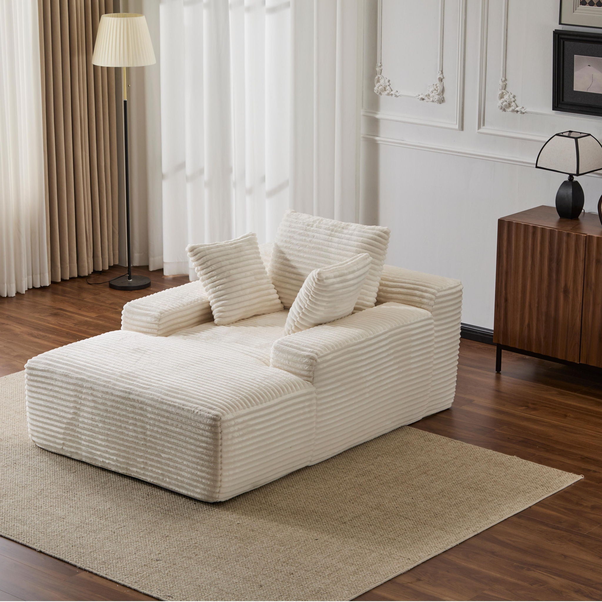 Oversized Chaise Lounge Chair Cozy Cloud Couch With 3 Throw Pillows And Wide Armrest