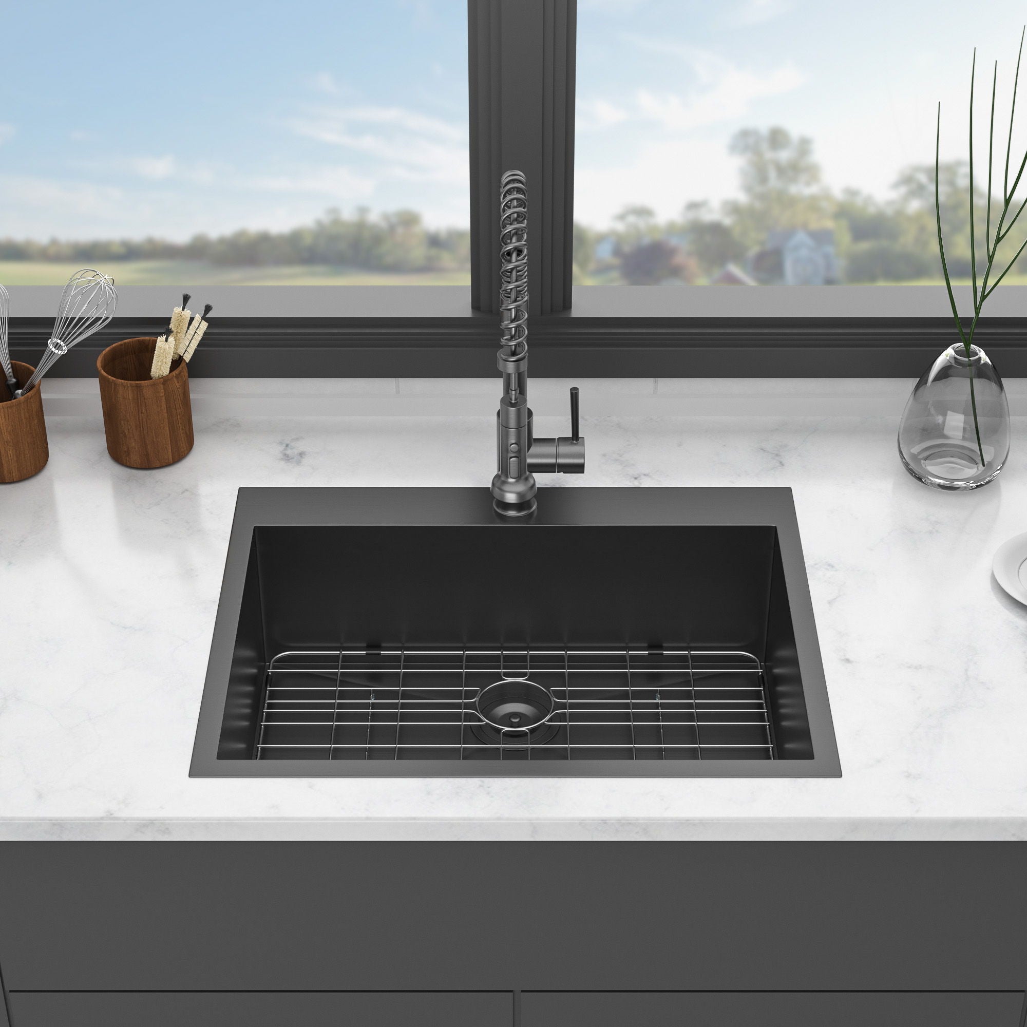 Drop In Kitchen Sink, 16 Gauge Stainless Steel, Topmount